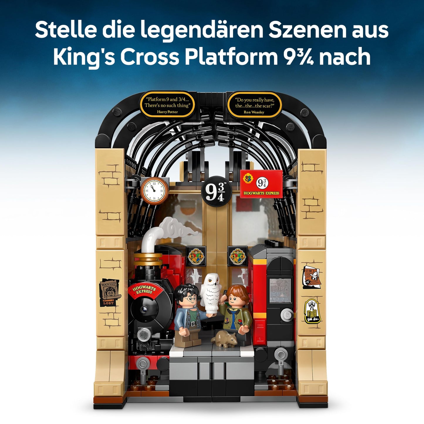 LEGO Harry Potter bookend: Hogwarts Express - set with toy train, 2 minifigures including Ron Weasley, Hedwig and Scabbers - Wizarding World gift for boys, girls and fans aged 10 and over - 76450