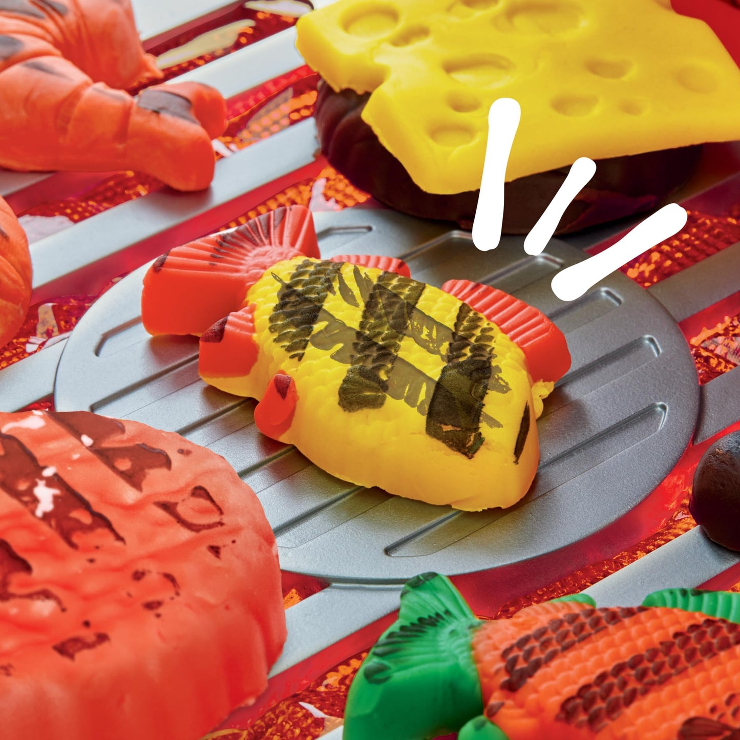 Play-Doh barbecue party toy, barbecue station with shapes, accessories and 6 cans of dough for crafts, grilling and cooking, kitchen toys, craft set and exciting for ages 3 and up - G0500