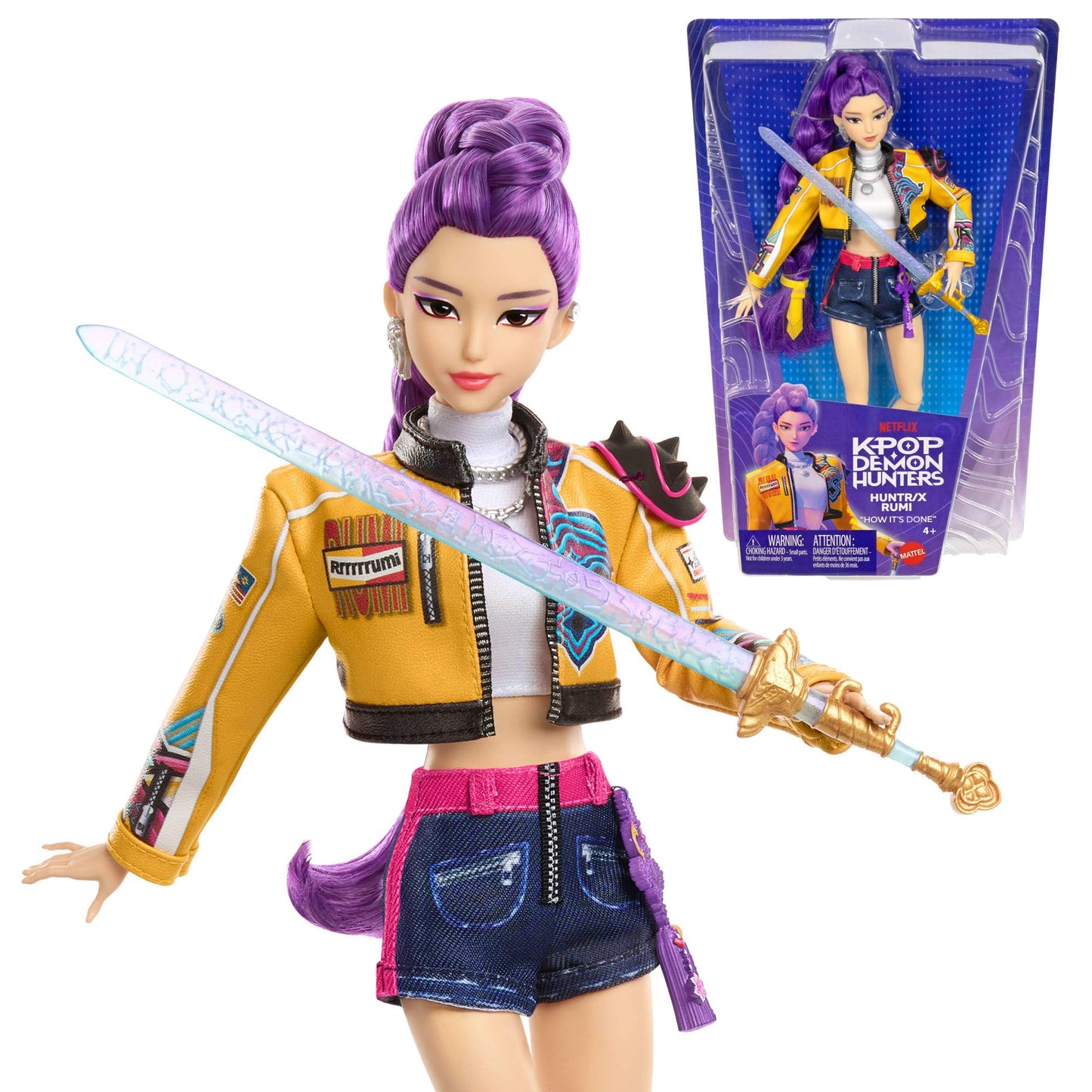 Mattel KPop Demon Hunters HUNTR/X Rumi Fashion Doll in How It's Done Stage Outfit with Sword Accessory, JRN35