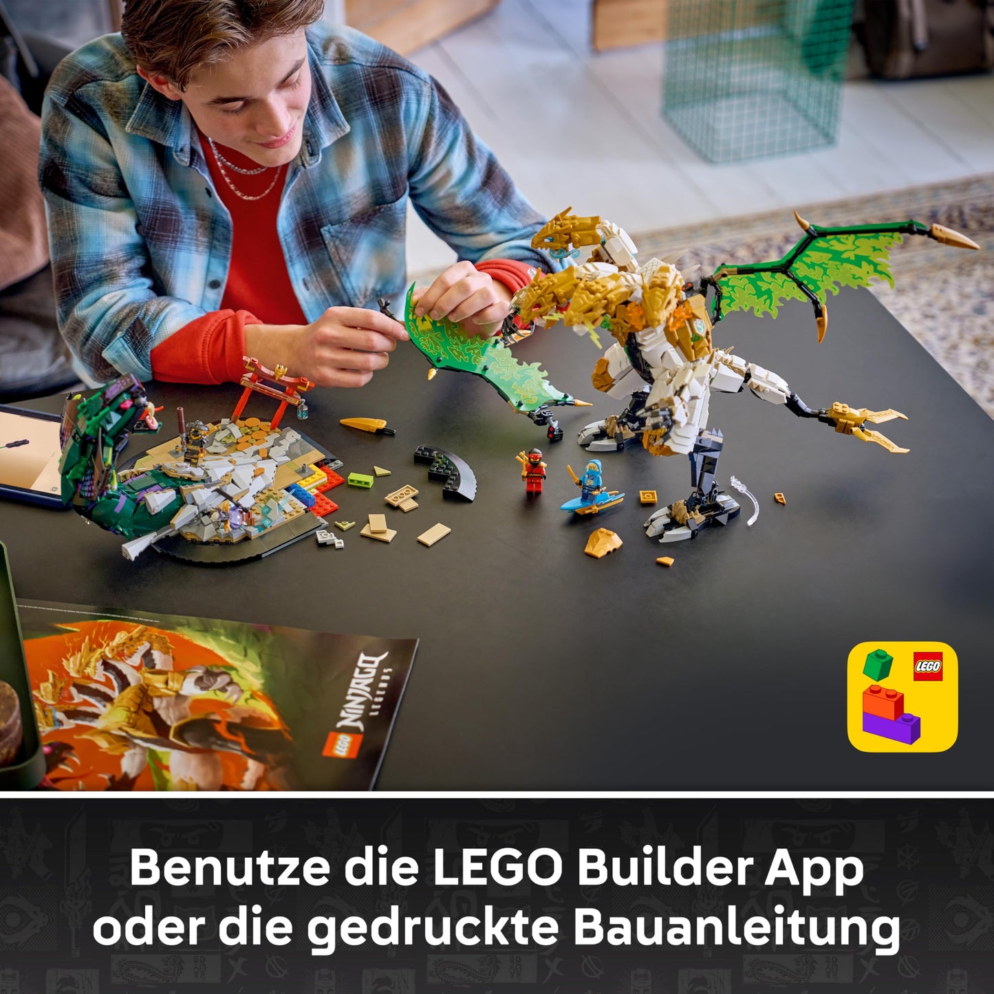 LEGO NINJAGO Duel with the Ultra Dragon - Toy with 4-headed action figure, snake & 4 minifigures with katanas - Children's room decoration - Gift for boys aged 12 and over and teenage fans - 71872