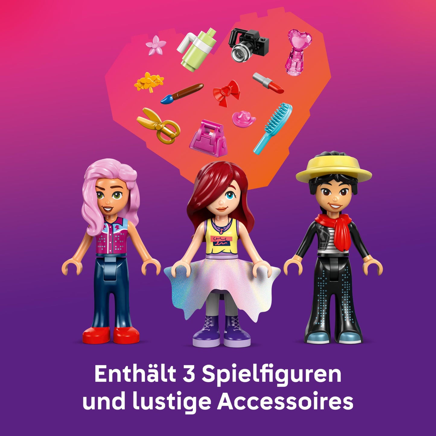 LEGO Friends Fashion Show in Heartlake City - Dress up game with 3 mini dolls, catwalk, customizable outfits including skirt, coat, hats & accessories - Creative gift for girls aged 7 and up - 42685