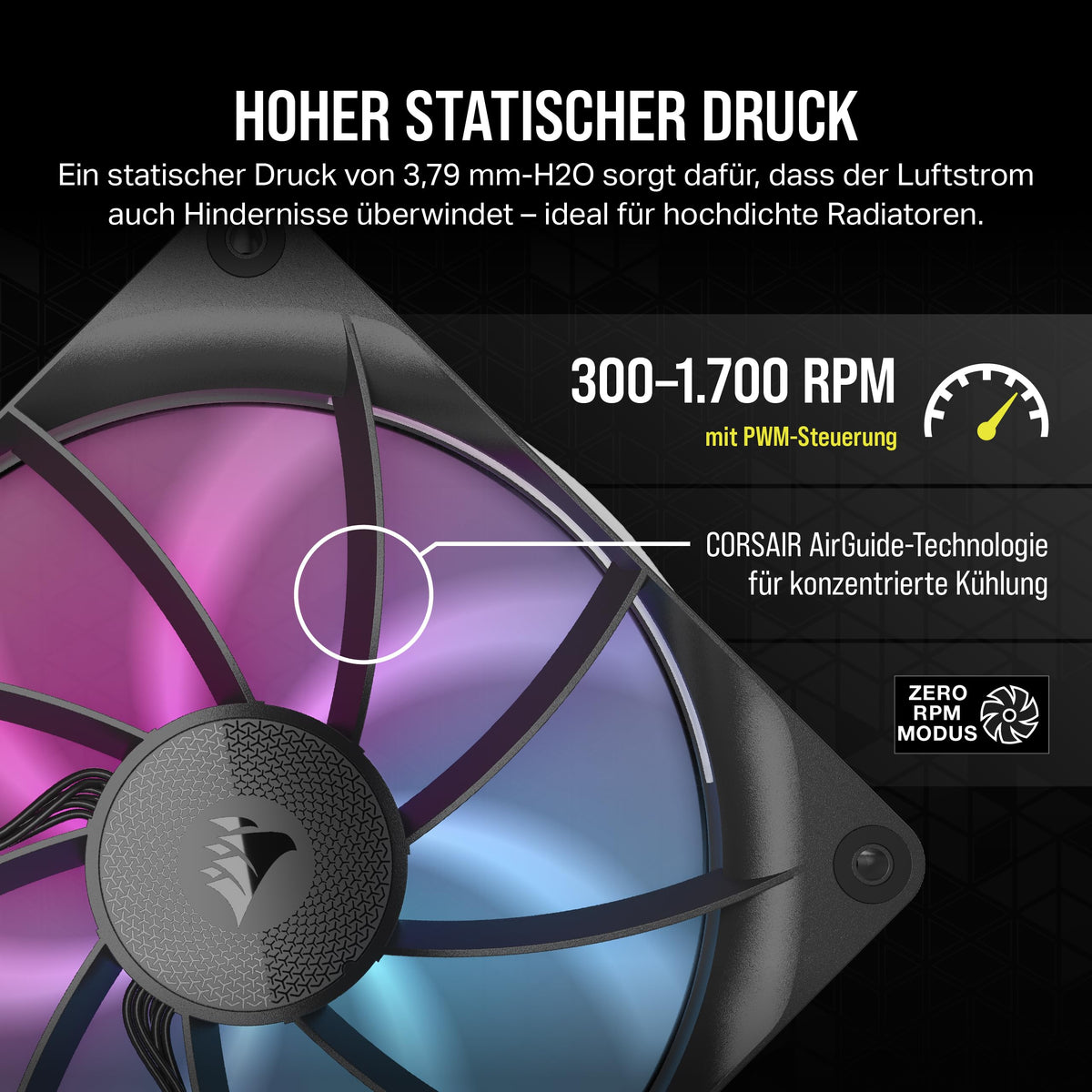 CORSAIR iCUE LINK RX140 RGB 140mm PWM Fan - Single Pack, Black - CO-9051019-WW