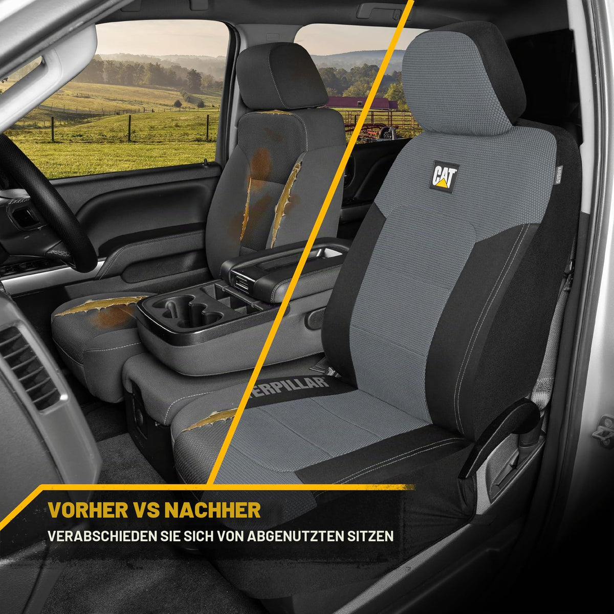 CAT® MeshFlex Car Seat Covers for Cars, Trucks, and SUVs (2-Piece Set) - Gray  
 Car seat covers for front seats, truck seat protectors with comfortable mesh back, car interior covers, 12.13 x 10.98 x 6.14 inches - CASC-2284-GR