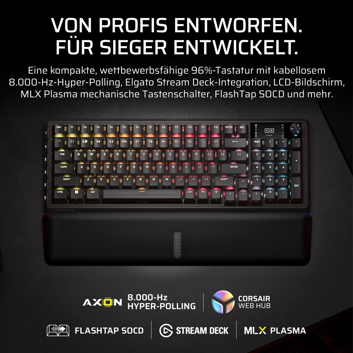 Corsair Vanguard 96 Wireless Mechanical RGB Gaming Keyboard – Negru - CH-91F901E-DE