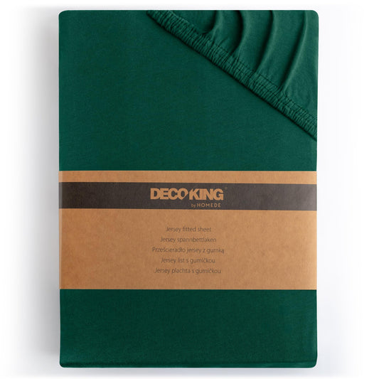 Cearșaf DecoKing 200x220 220x240 cm, 100% bumbac pieptănat, cearșaf verde, din jerseu, pentru pat boxspring Amber 200 x 220 220 x 240