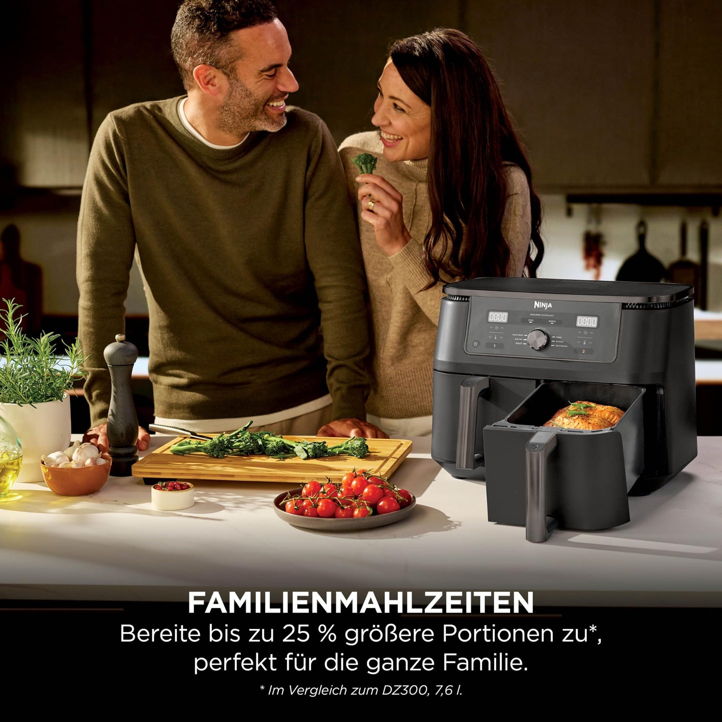 Ninja Air Fryer MAX Dual Zone, 2 Drawer, 9.5L, 6-in-1, Cooking without Oil, Air Fry, Max Crisp, Roasting, Baking, Reheating, Dehydrating, Dishwasher Safe Non-Stick Baskets, Onyx Black DZ400EUBK