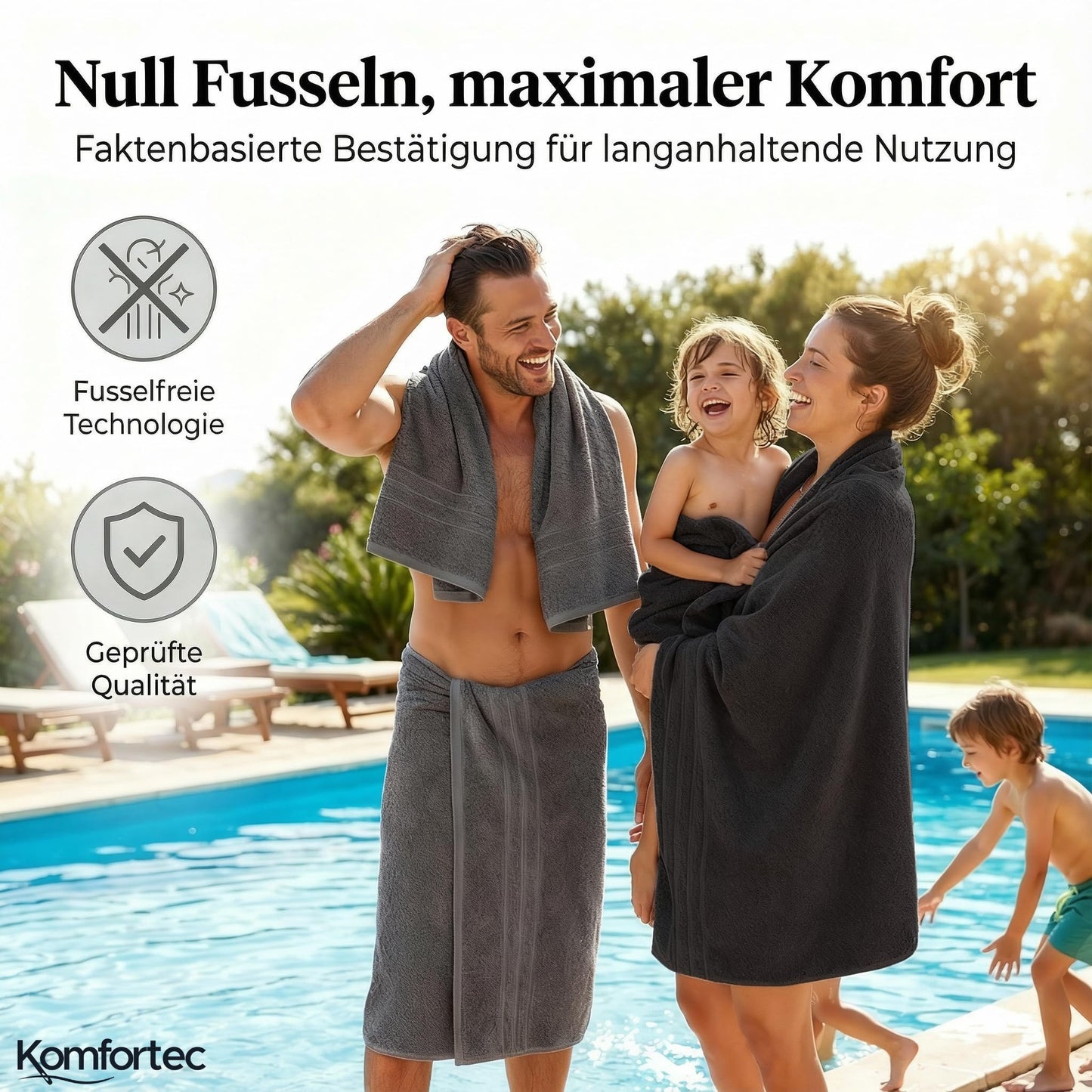 Komfortec 2 sauna towel set 80x200 cm, large sauna towels made of 100% cotton, sauna towels, fluffy and absorbent, quick-drying, anthracite grey/black - 2er-80x200-anthrazit-schwarz