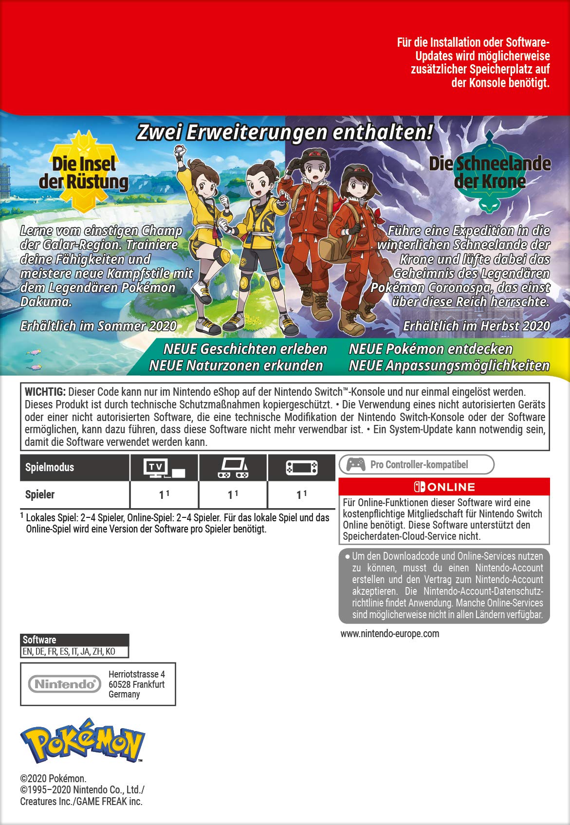 Pokémon Sword and Pokémon Shield: Expansion Pass | Nintendo Switch - Download Code - 10002021