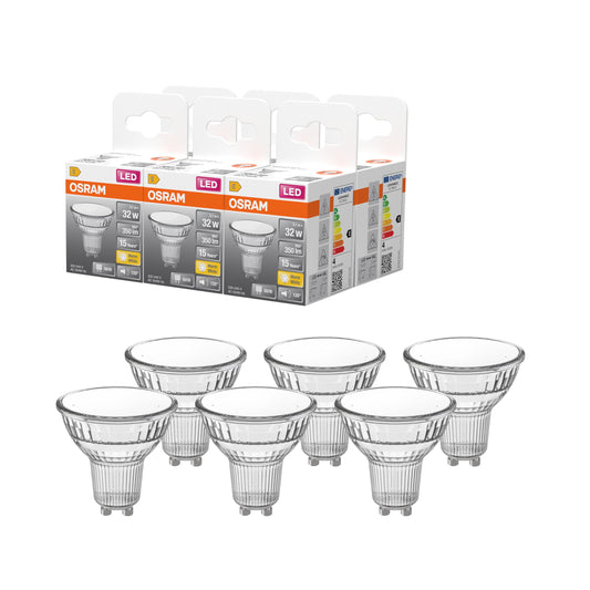 Osram LED Spot Star PAR16 reflector, 2700 K warm white, 3.1 W, GU10, 120°, 350 lm, clear, for spot lighting, area lighting, 15,000 hours - 4099854458675