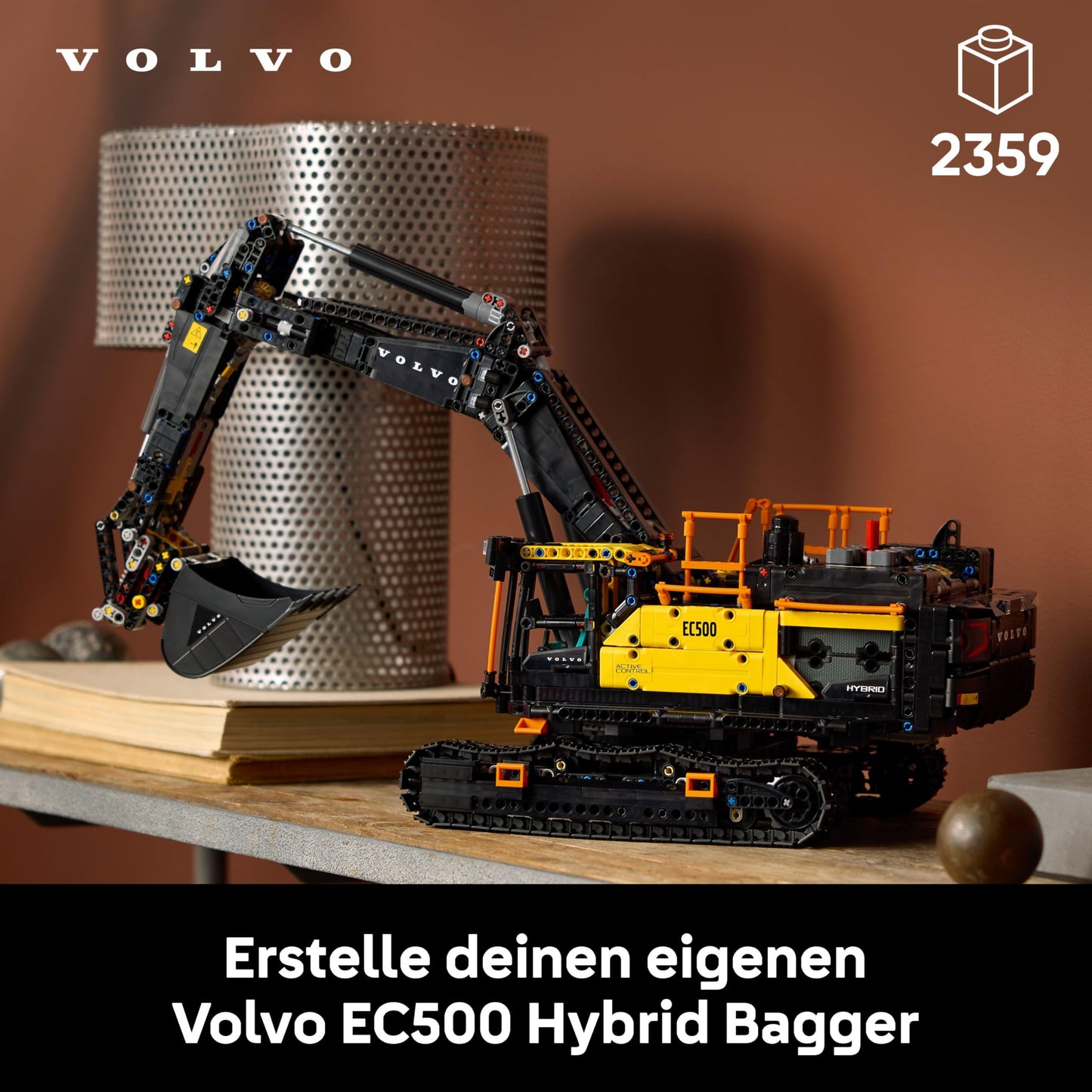 LEGO Technic Volvo EC500 Hybrid Excavator - Motorized Toy Car Model for Adults with Moving Boom, Chain Drive and Interchangeable Hammer and Shovel - Gift Idea - 42215
