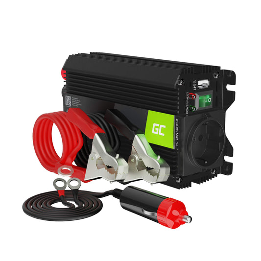Green Cell PRO 300W/600W 24V to 230V Sine Wave Volt Car Voltage Converter Inverter Power Solar Inverter DC AC Converter Current Converter Caravan Car Modified Sine
