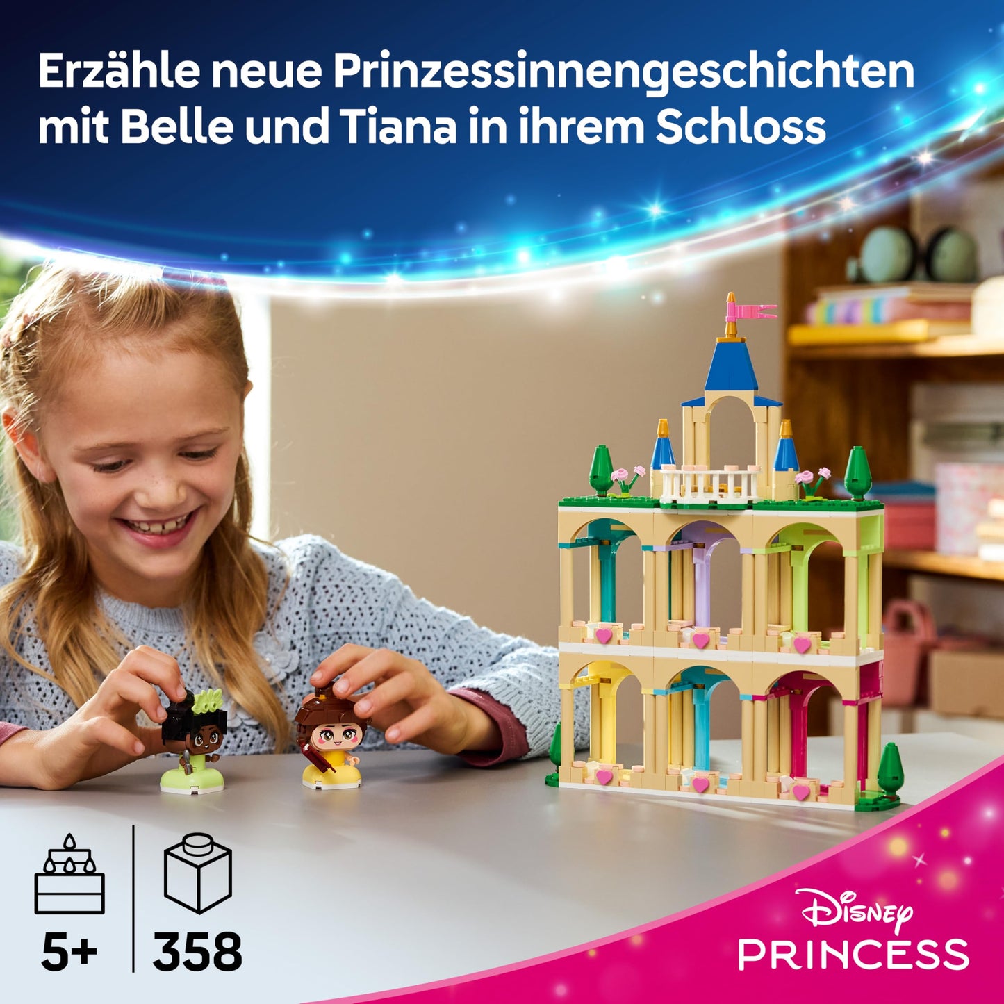 LEGO ǀ Disney Princess The mini princesses Belle and Tiana with their castle - toy with 2 mini dolls and accessories - DIY decoration - gift for girls aged 5 and over and Disney fans - 43291