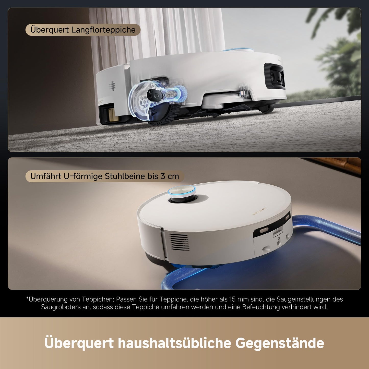 dreame Aqua10 Ultra Track Complete vacuum robot with wiping function, 30,000Pa suction power, 45 °C wiping, 6cm obstacle clearance, automatic. Empty, self-cleaning mop, 100% tangle-free, dir. language student - RLR81CE-1