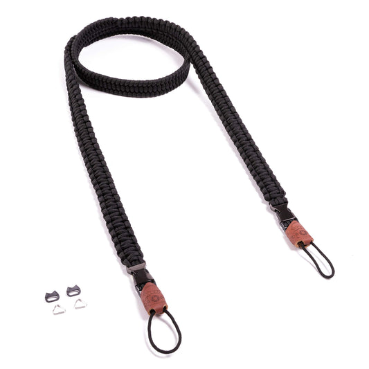 C-Rope camera strap THE TRAVELER hand-braided from paracord, shoulder strap with quick release, 140cm, black - CRP-TRL-140-BLK