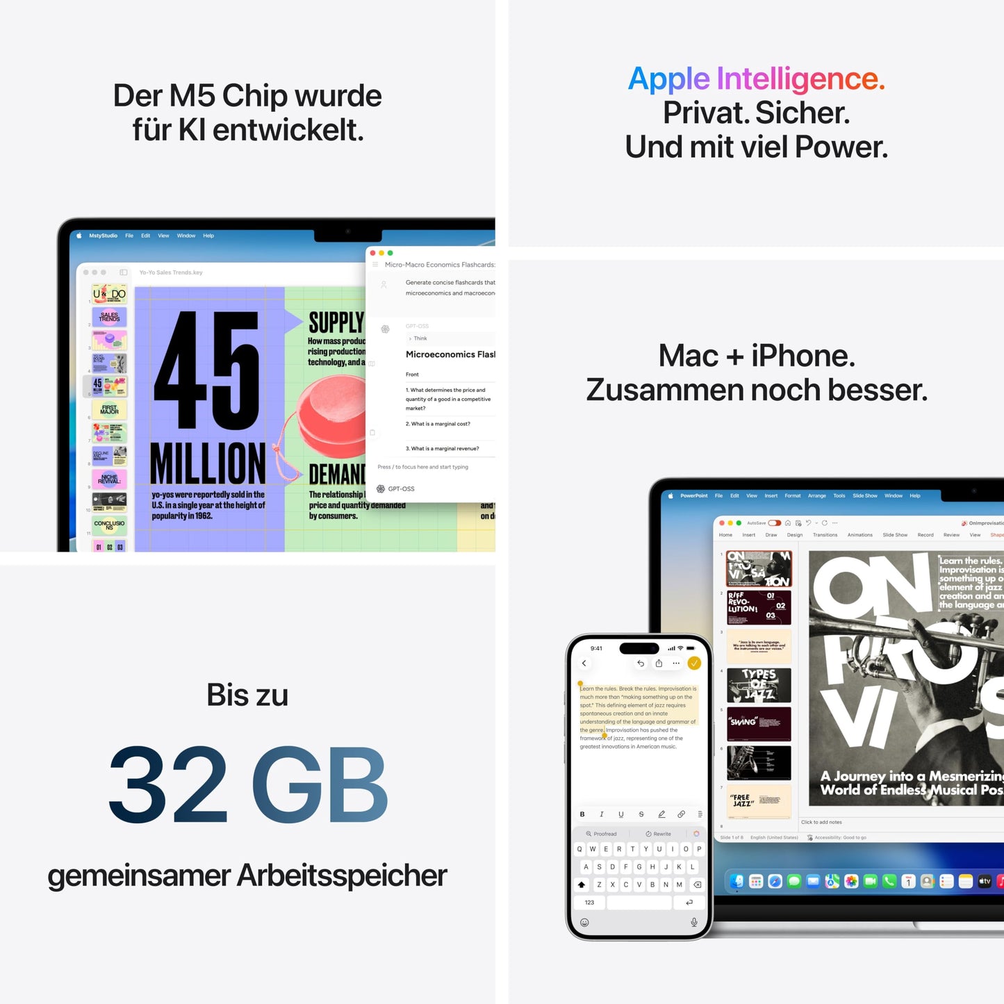 Apple 15.3" MacBook Air M5 chip with 10-core CPU and 10-core GPU: Liquid Retina Display, 16 GB shared RAM, 512 GB SSD, Touch ID, WLAN 7, sky blue; with Apple 70W USB-C power adapter - MDVD4D/A