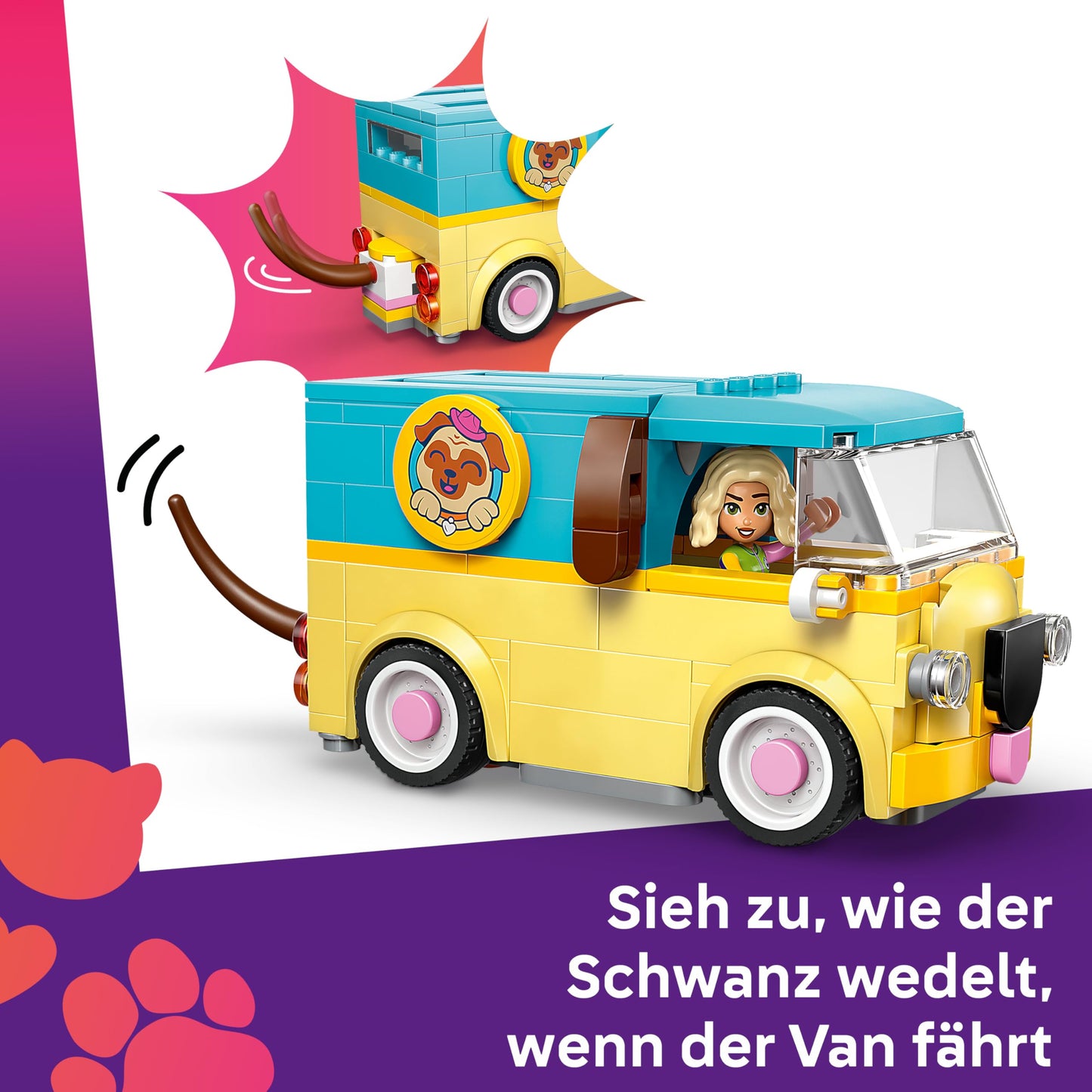 LEGO Friends pet accessories van - toy with 2 mini dolls and dog, cat and frog figures - birthday gift for girls aged 6 and over - 42678