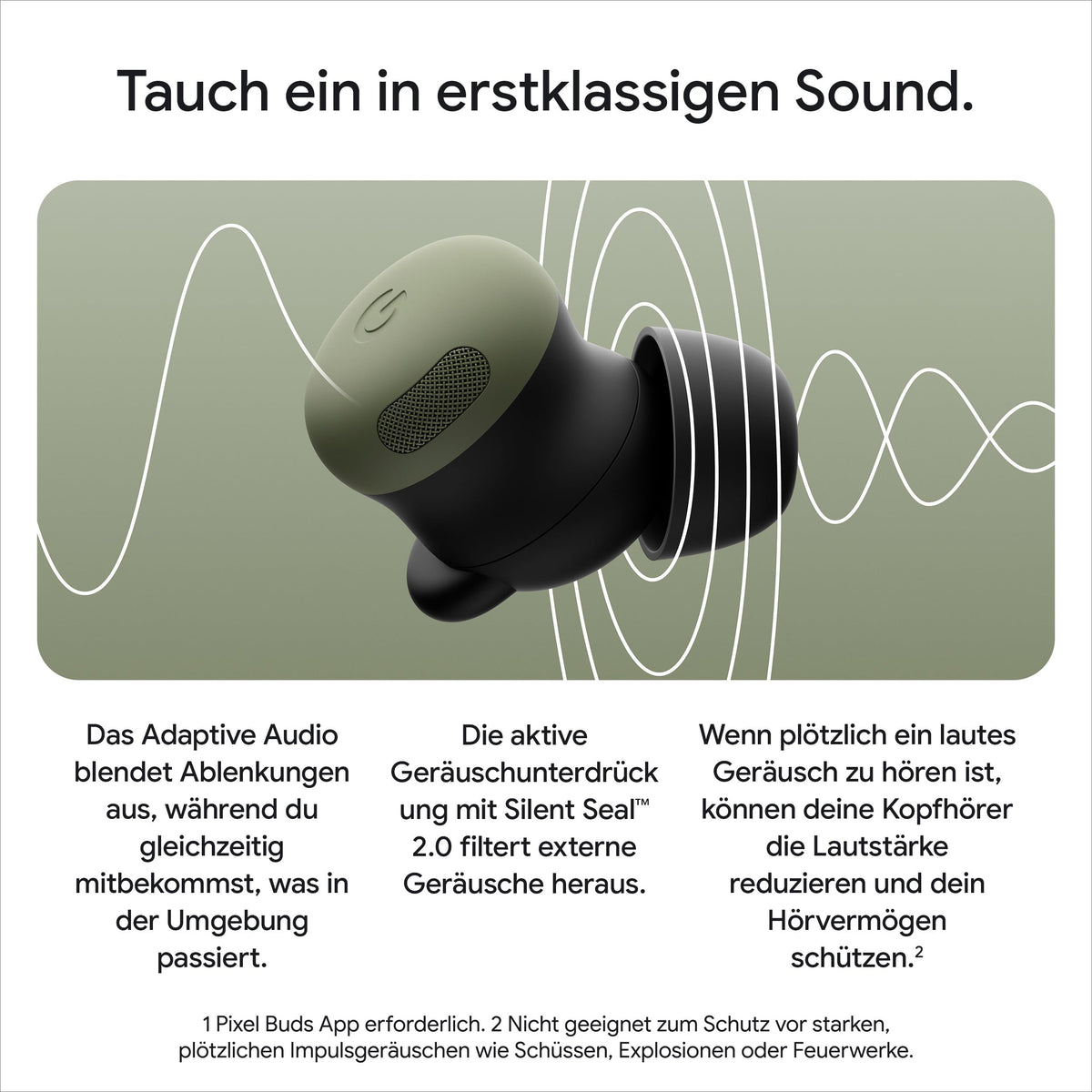 Google Pixel Buds Pro 2 - Căști fără fir cu anulare activă a zgomotului - Căști Bluetooth - Olive - GA12449-EU