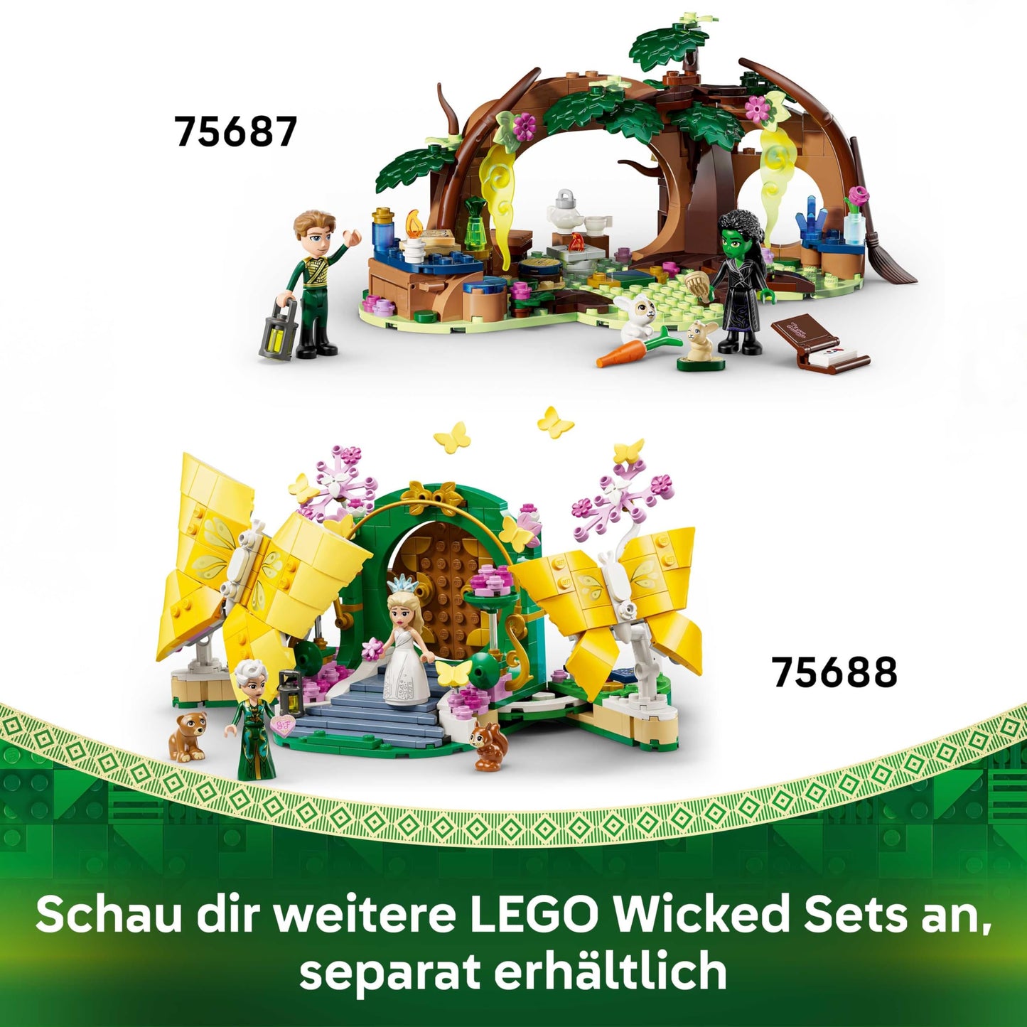 LEGO Wicked Glinda's Wedding Day - Creative toy with 2 minifigures & 2 movable butterfly figures with accessories - children's gift for girls, boys and film fans aged 8 and over - 75688