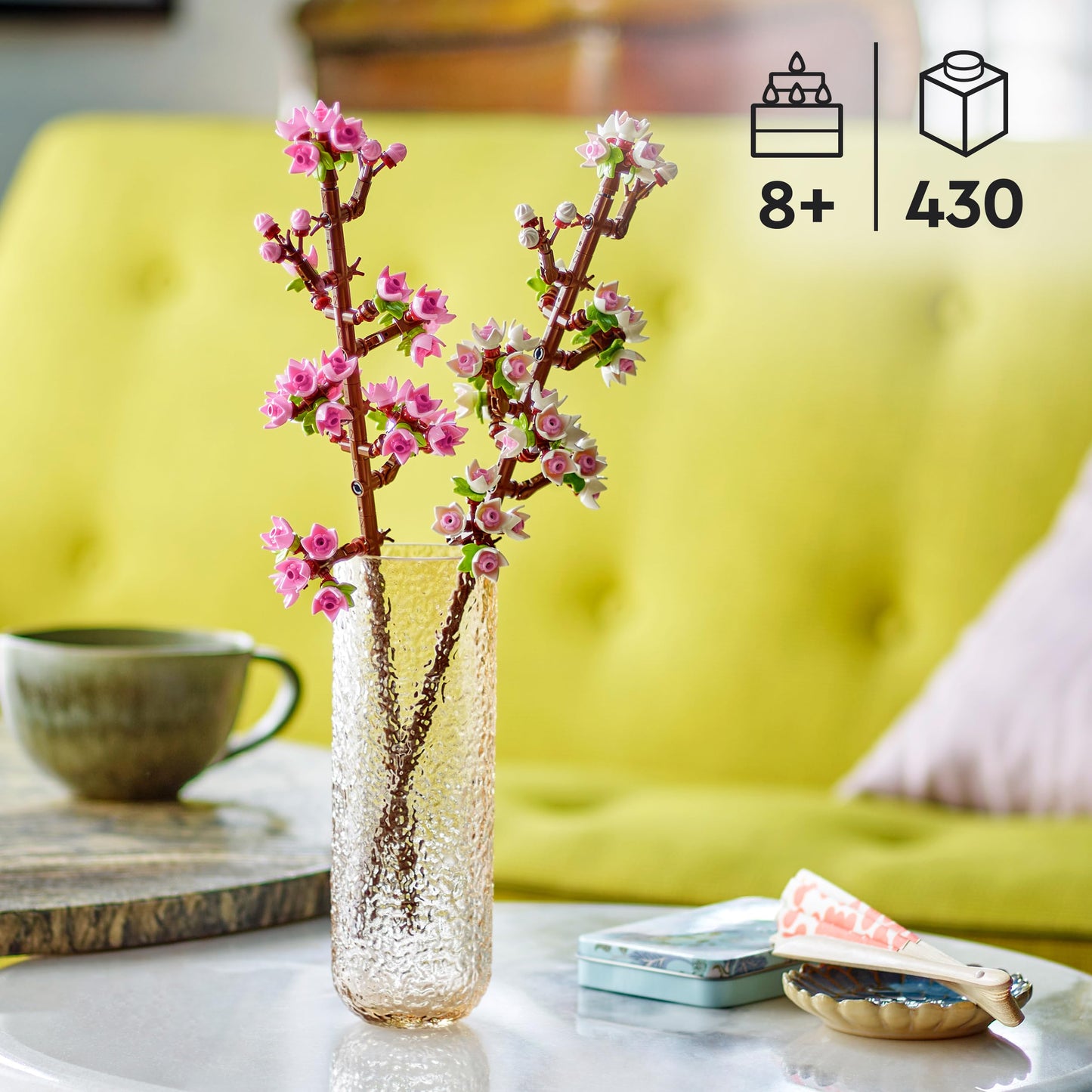 LEGO Botanicals Cherry Blossoms - Toy with artificial flowers - Creative decoration for desk - Playset with flowers for building and displaying Gift for girls and teenagers aged 8 and up - 40725