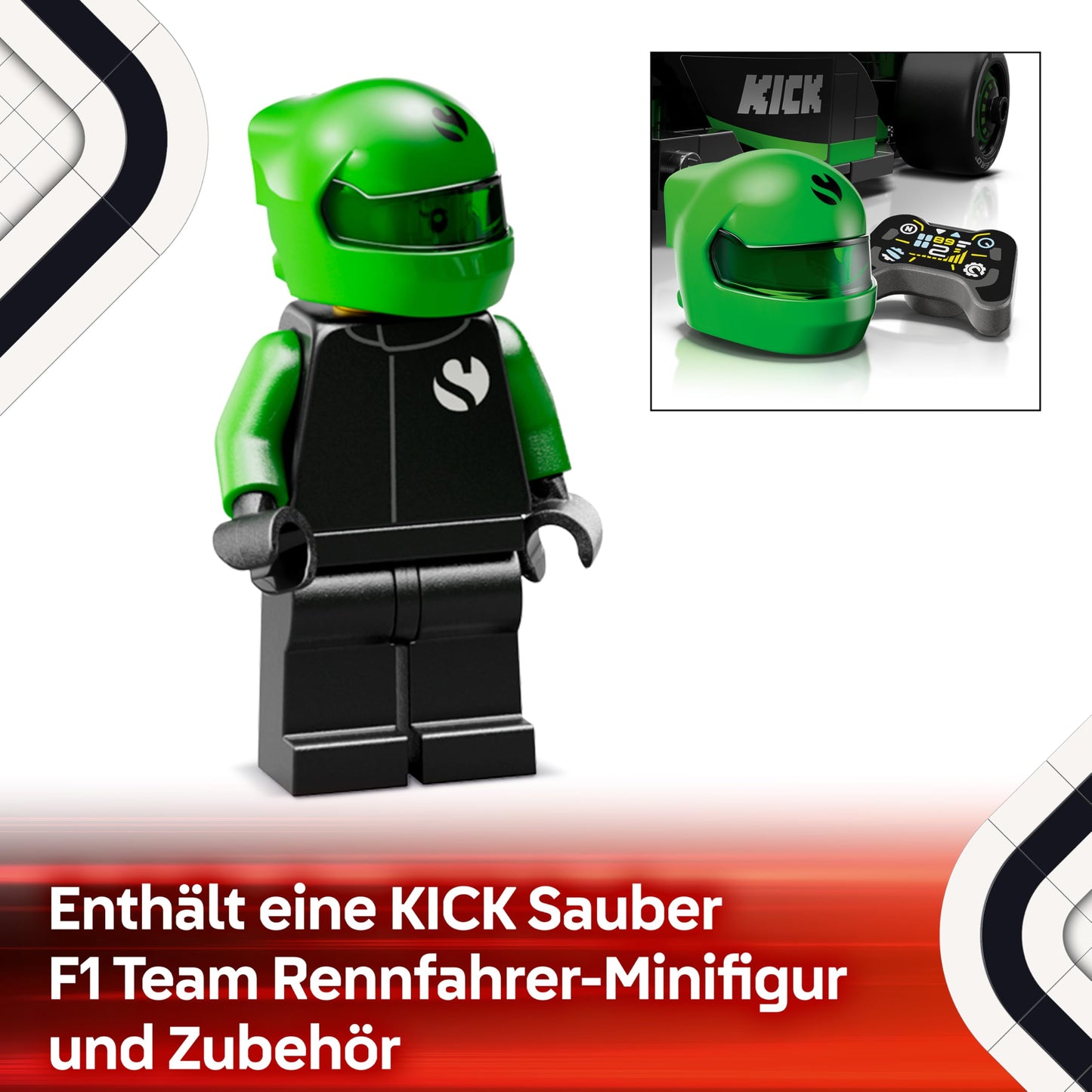 LEGO Speed Champions Kick Sauber F1 Team C44 racing car - toy with Formula 1 minifigure to collect - building set - gift for boys and girls aged 10 and over and adult motorsport fans 77247