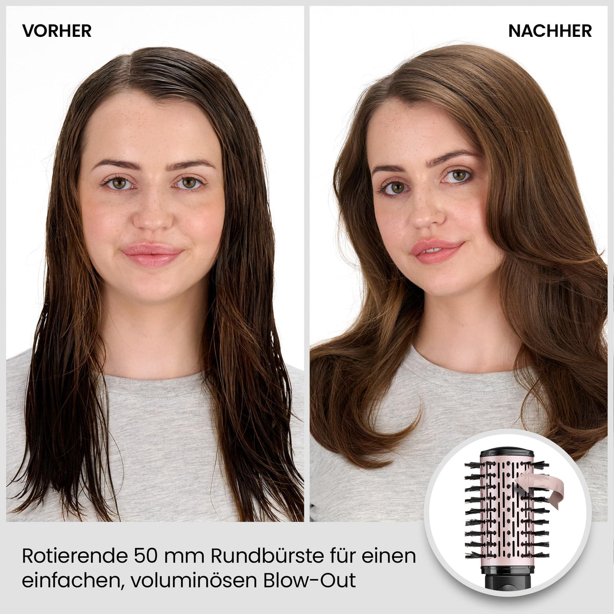 BaByliss Dry, Straighten and Style - Perie rotativă cu aer cald, 1000W, uscător cu perie rotundă cu ioni, cu 4 accesorii pentru uscare, îndreptare și crearea volumului, Negru, AS200E