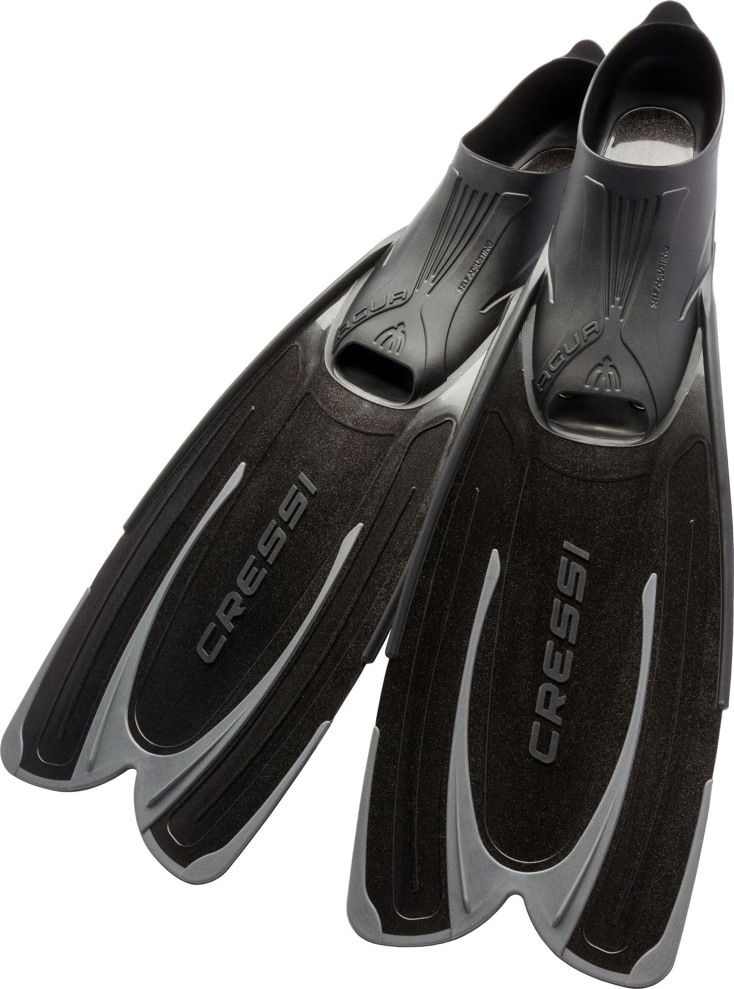 Cressi Agua Fins Swimming Fins - Adjustable Foot Section for Diving - Ergonomic Short Fins Adults & Children - Durable Fin Material - Black/Sheer Joy - 39/40 - CA206343