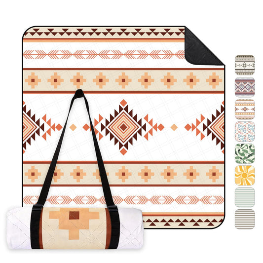 Pătură de picnic Sekey Boho Impermeabilă 200 x 200 cm Pătură de plajă fără nisip | Structură căptușită, cu trei straturi, bază impermeabilă PEVA, curea de transport cu cureaua de cravată, potrivită pentru picnic, camping, plajă - PM22