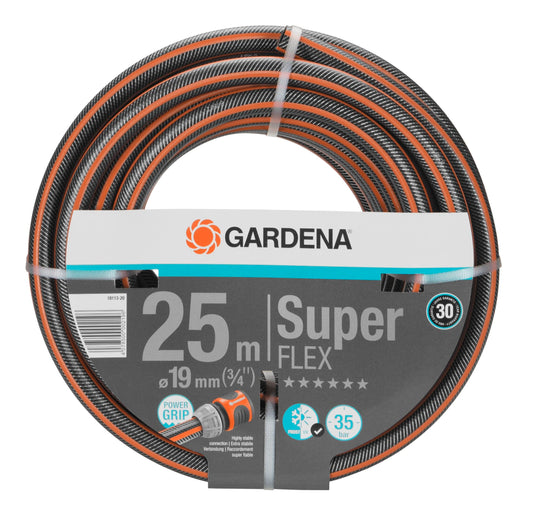 Gardena Premium SuperFLEX hose 19 mm (3/4 inch), 25 m: garden hose with power grip profile, 35 bar bursting pressure, highly flexible, dimensionally stable, UV-resistant (18113-20)
