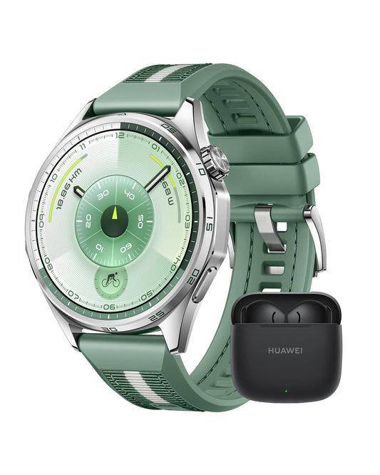 HUAWEI Watch GT 6 Smartwatch+FreeBuds SE 3 Black, GPS, AMOLED display, Up to 21 days battery, Cycling, Compatible with Android™ & iOS, Health monitoring, emotional well-being, Green, 46mm - Atum-B19W