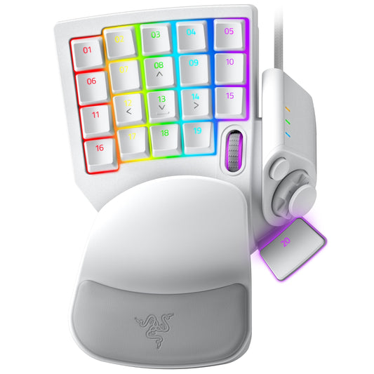 Razer Tartarus Pro Mercury - Tastatur pentru gaming - Gamepad cu taste analogice-optice - Rapid Trigger - 32 de taste personalizabile (punct de declanșare ajustabil, RGB Chroma) Alb Mercury - RZ07-03110200-R3M1