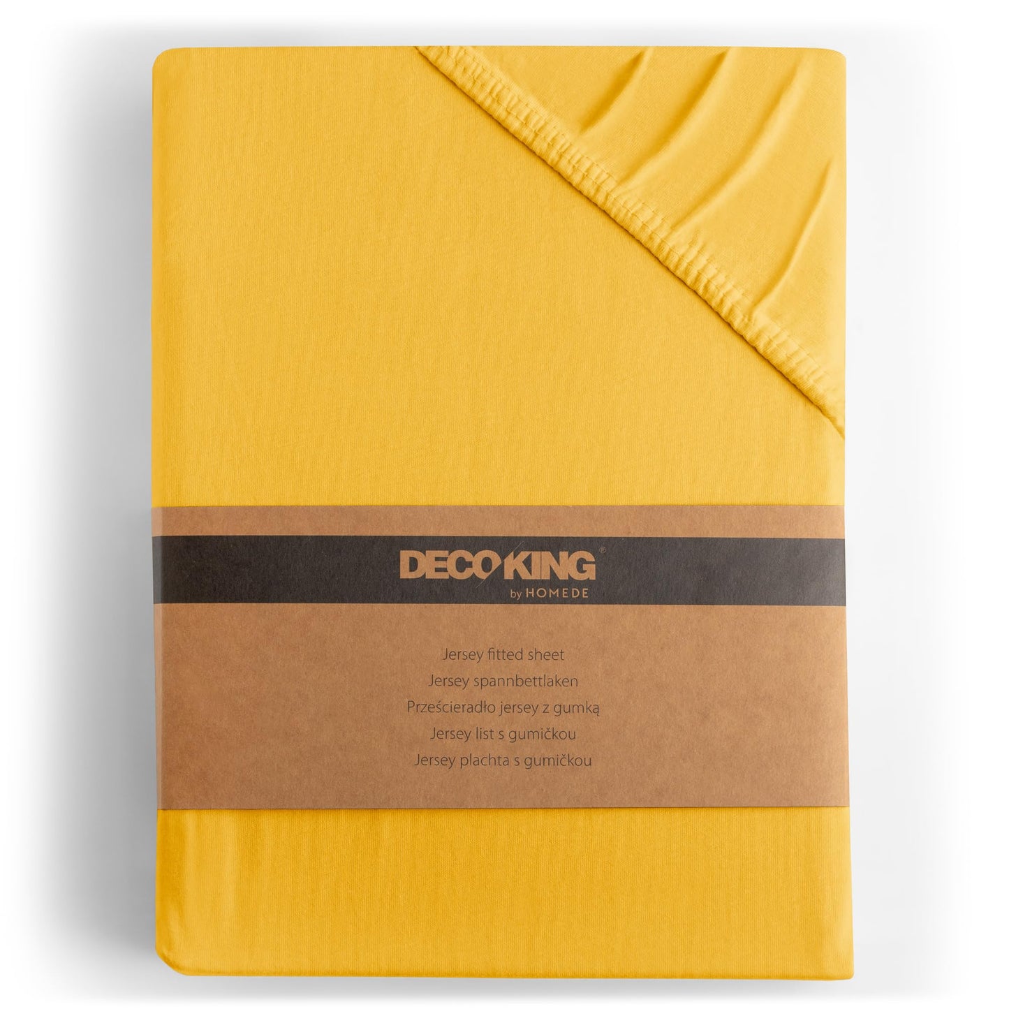 DecoKing fitted sheet 200x220 220x240 cm 100% combed cotton yellow fitted sheets jersey box spring bed Amber 200 x 220 220 x 240