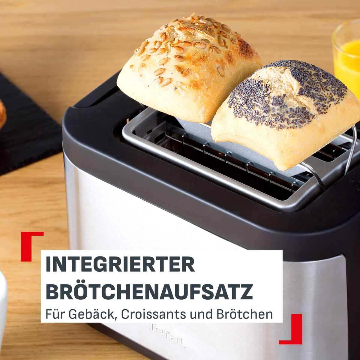 Tefal Element Toaster cu fante duble, suport integrat pentru chifle - TT4308E0