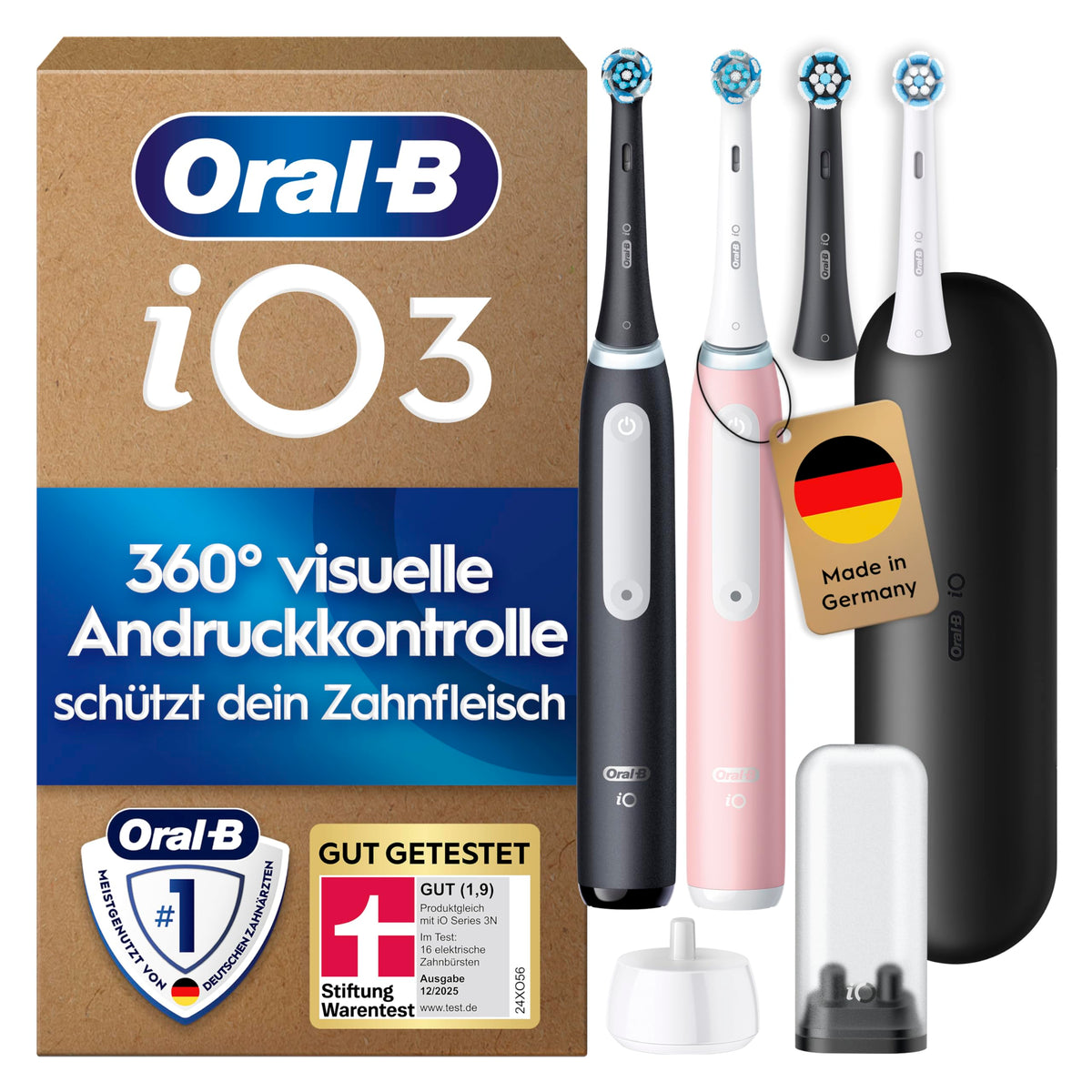 Oral-B iO Series 3 Electric Toothbrush, Double Pack, Black/Pink - 8700216985598