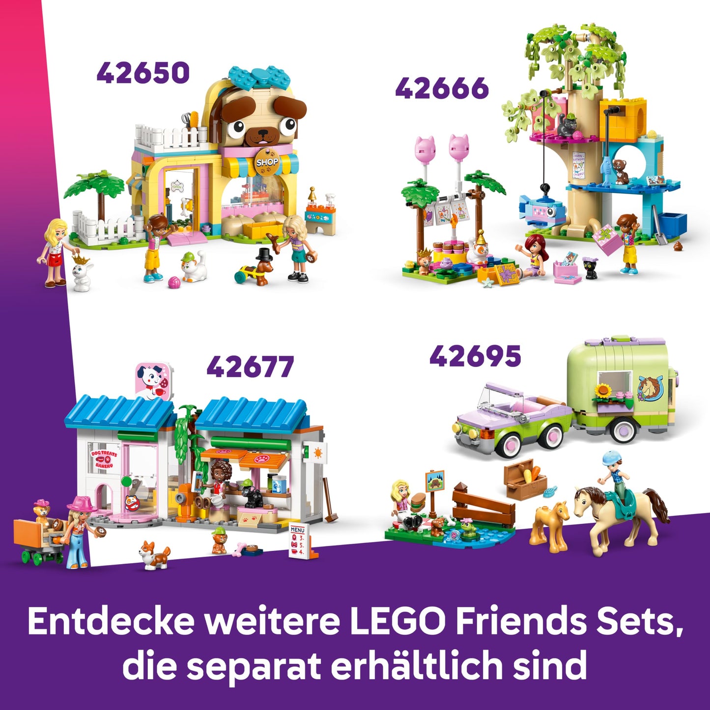 LEGO Friends pet accessories van - toy with 2 mini dolls and dog, cat and frog figures - birthday gift for girls aged 6 and over - 42678
