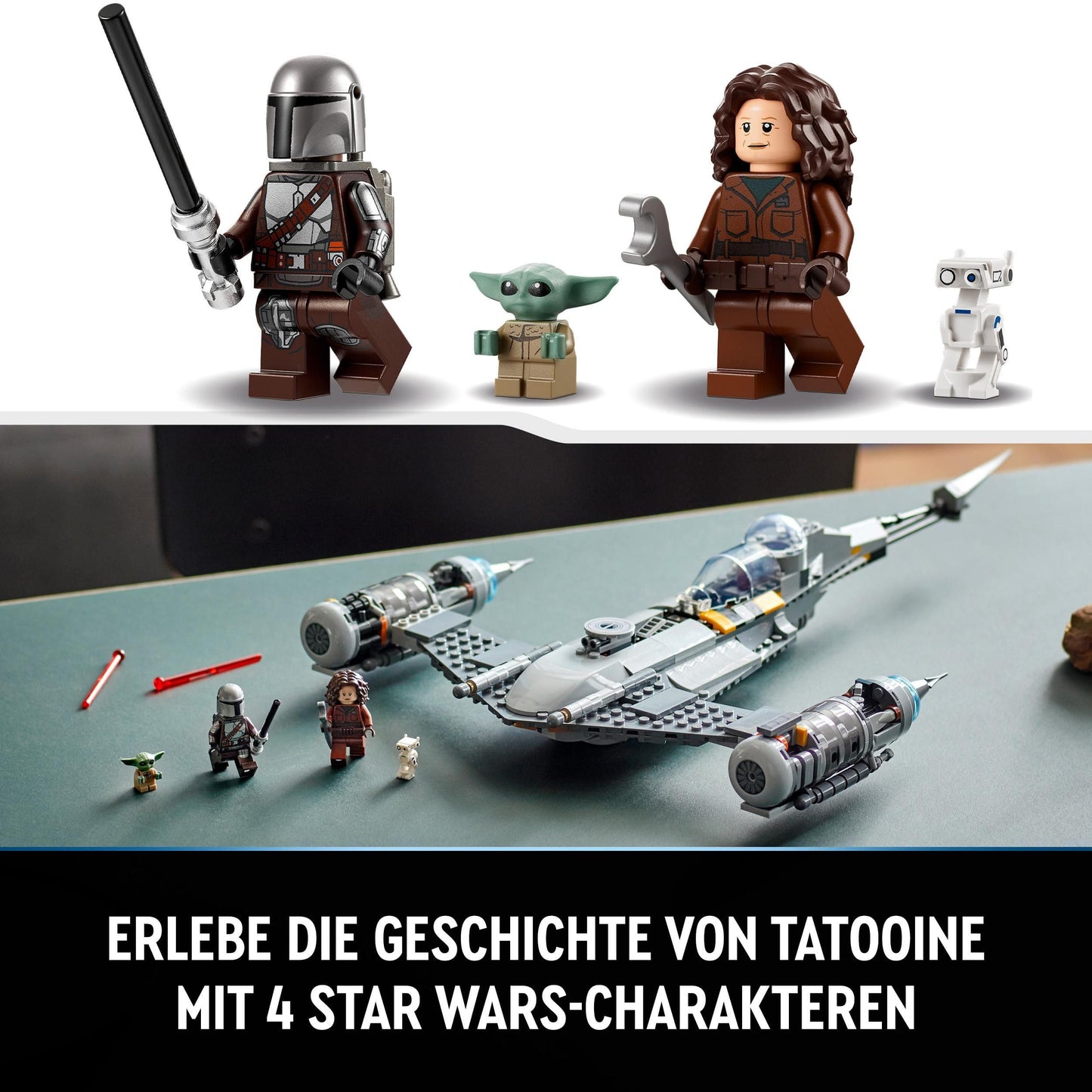 LEGO Star Wars The Mandalorian's N-1 Starfighter from The Book of Boba Fett, spaceship toy to build, set with 4 characters including Baby Yoda figure 75325