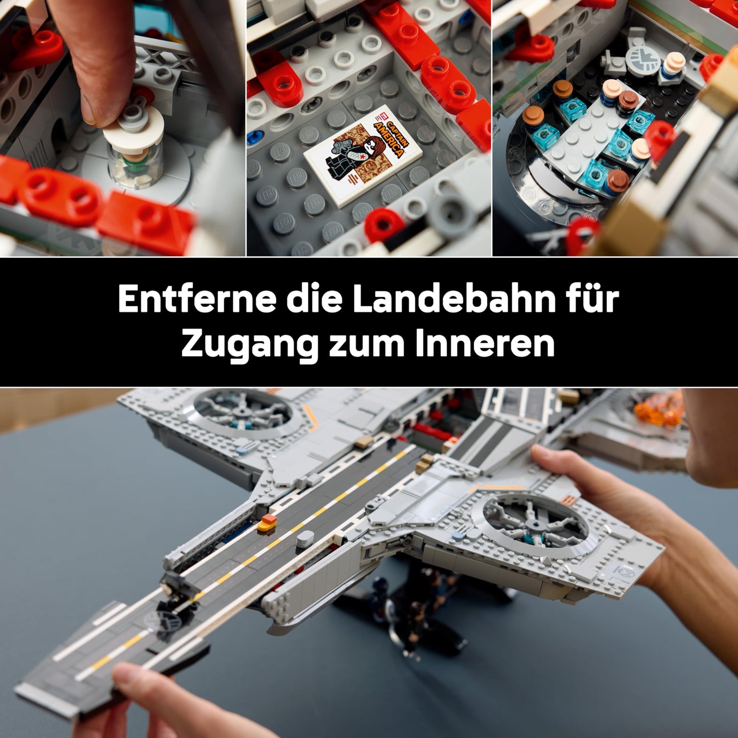 LEGO ǀ Marvel S.H.I.E.L.D. Helicarrier - aircraft carrier model building for adults - 6 minifigures incl. Captain America & Nick Fury - DIY shelf decoration - Avengers gift for fans - 76354