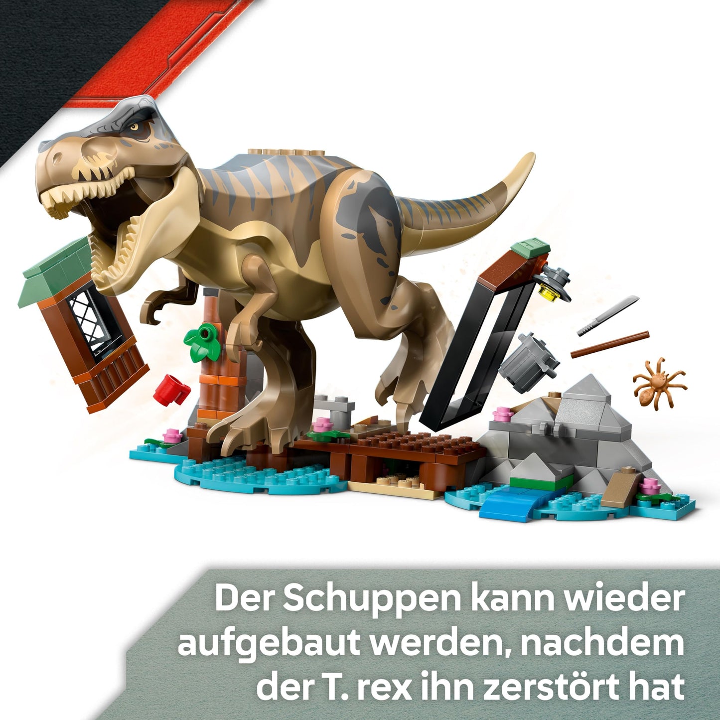 LEGO Jurassic World Escape from the T.Rex - Interactive toy with dinosaur figure, boat, ATV and 2 minifigures - gift for boys and girls aged 5 and up - 76975