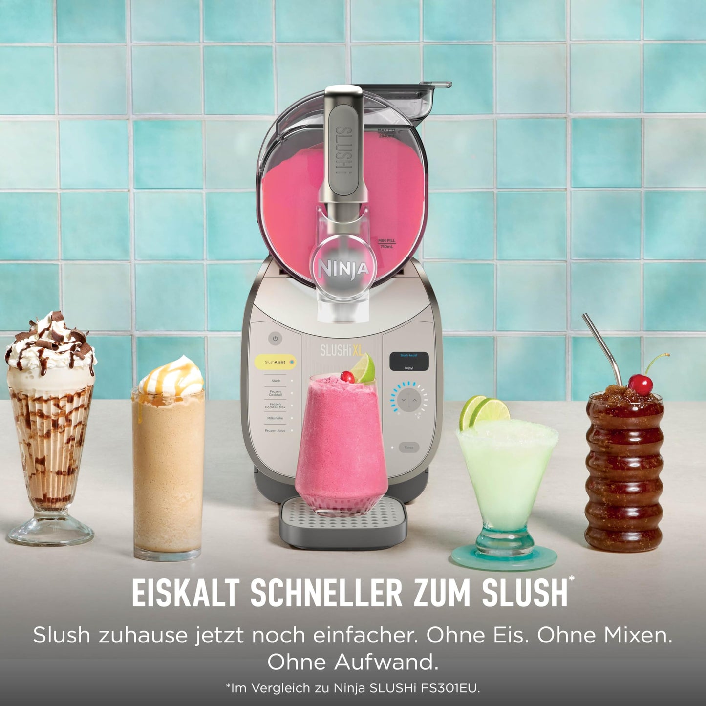 Ninja SLUSHi XL Slush Ice Cream Maker with SlushAssist Technology, Large Capacity of 3.7L (Max Capacity 2,840ml), for Slush, Frozen Cocktails and More, Mocha FS601EUBR