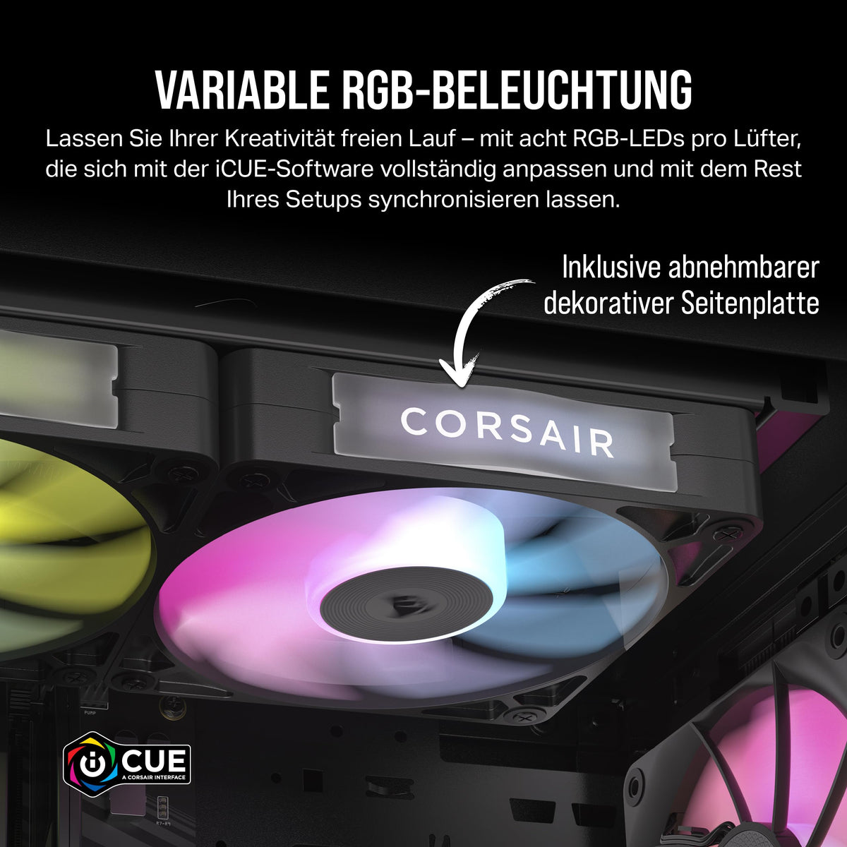 CORSAIR iCUE LINK RX120 RGB 120mm PWM Fans with iCUE LINK System Hub - Magnetic Coupling Bearing - Triple Pack - Black - CO-9051018-WW