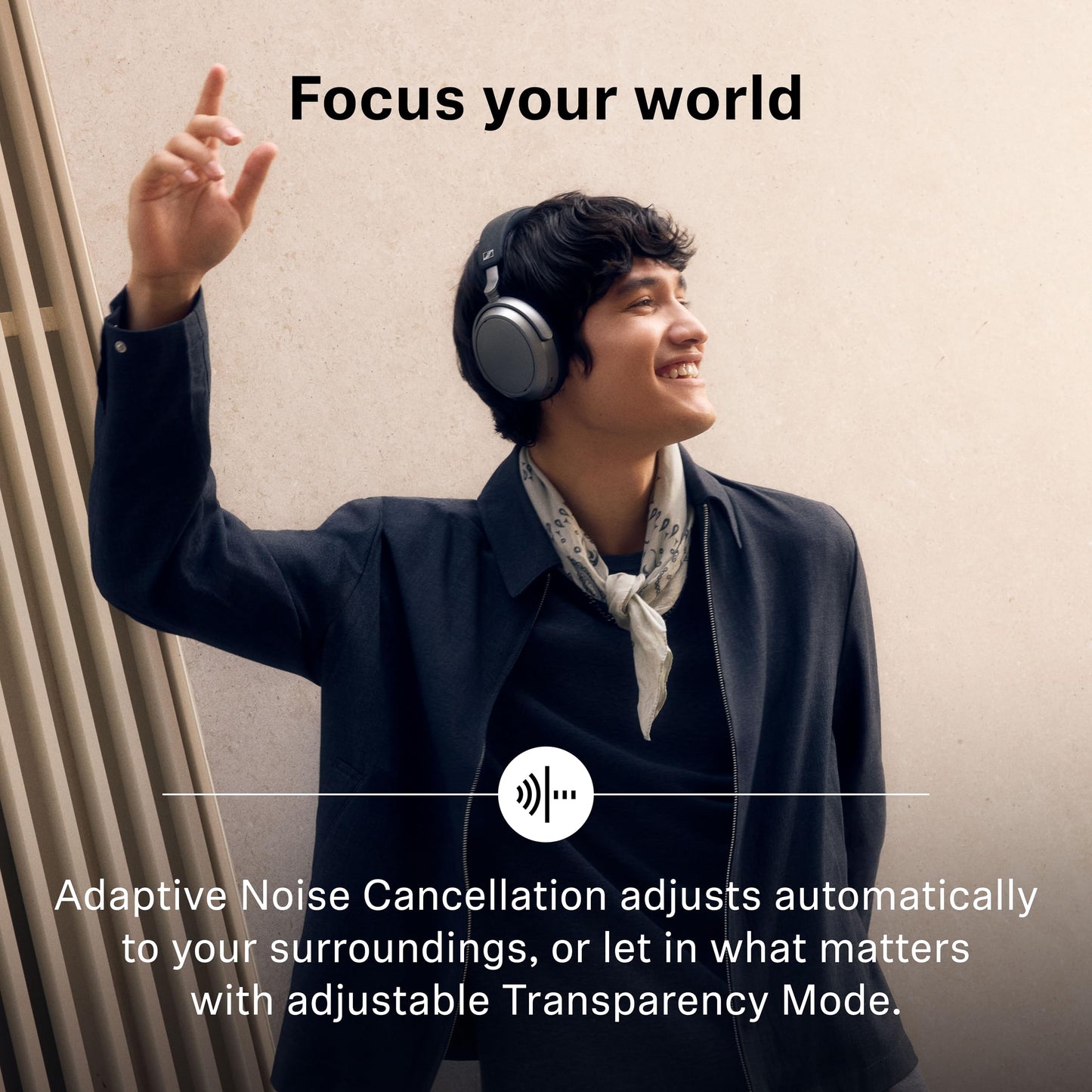 Sennheiser MOMENTUM 4 Wireless Noise Canceling Headphones - Bluetooth headphones headset for crystal clear calls with adaptive noise cancellation, over-ear, 60 h battery, foldable, black - 509266