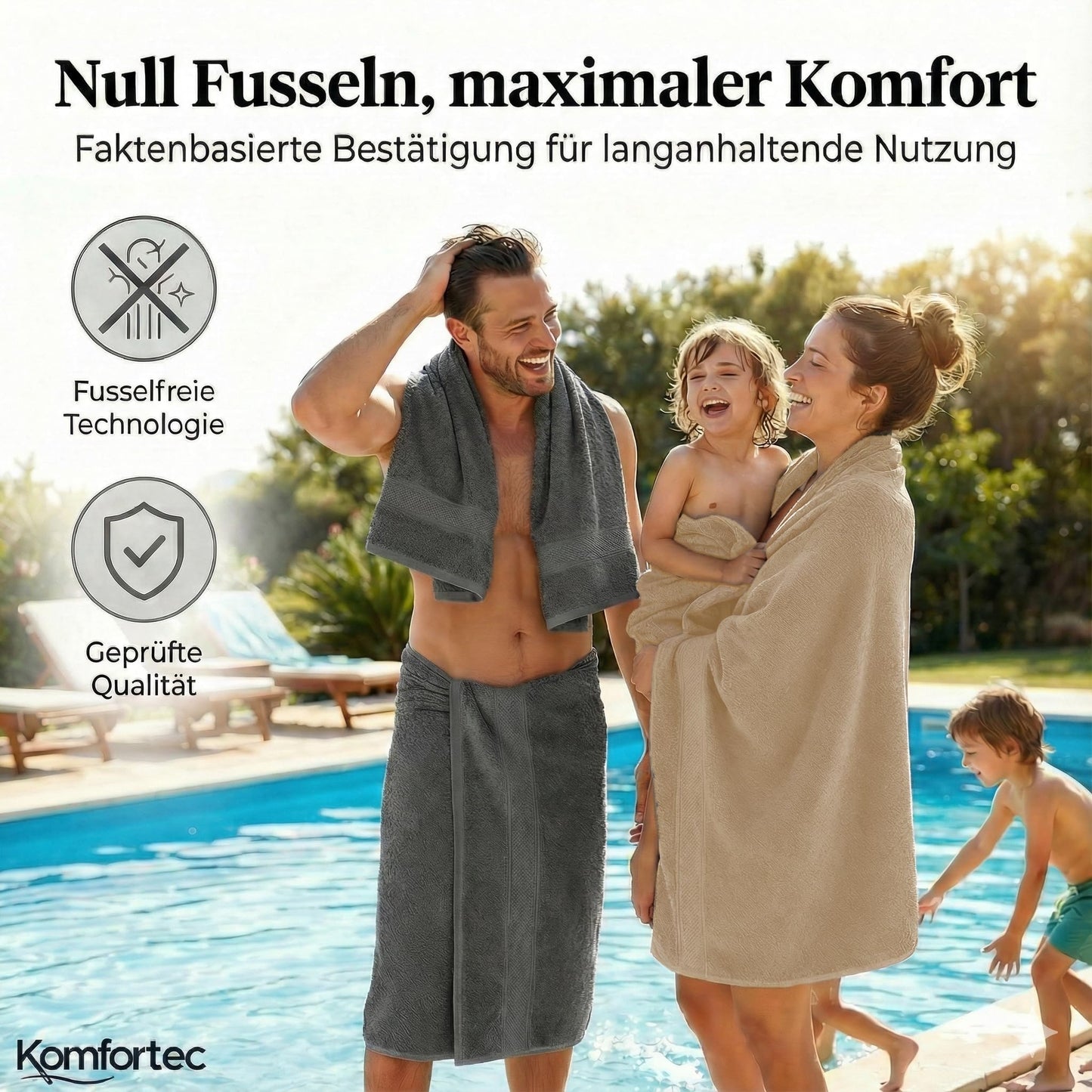 Komfortec set of 8 towels, 4 bath towels 70x140 cm & 4 hand towels 50x100 cm, 100% cotton terry cloth, fluffy and absorbent, anthracite/beige - 4er-50x100-und-4er-70x140-anth-beige