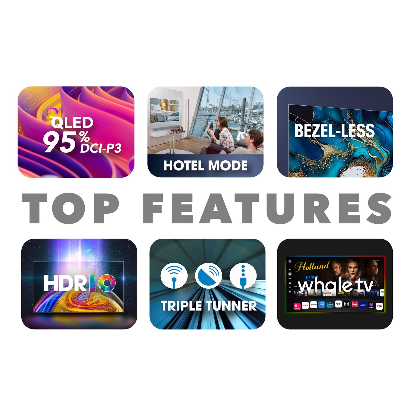 Smart Tech 43QH02V, 43 inch (108 cm) UHD QLED Smart TV, YouTube, Netflix, Prime Video, Disney+, Whale TV