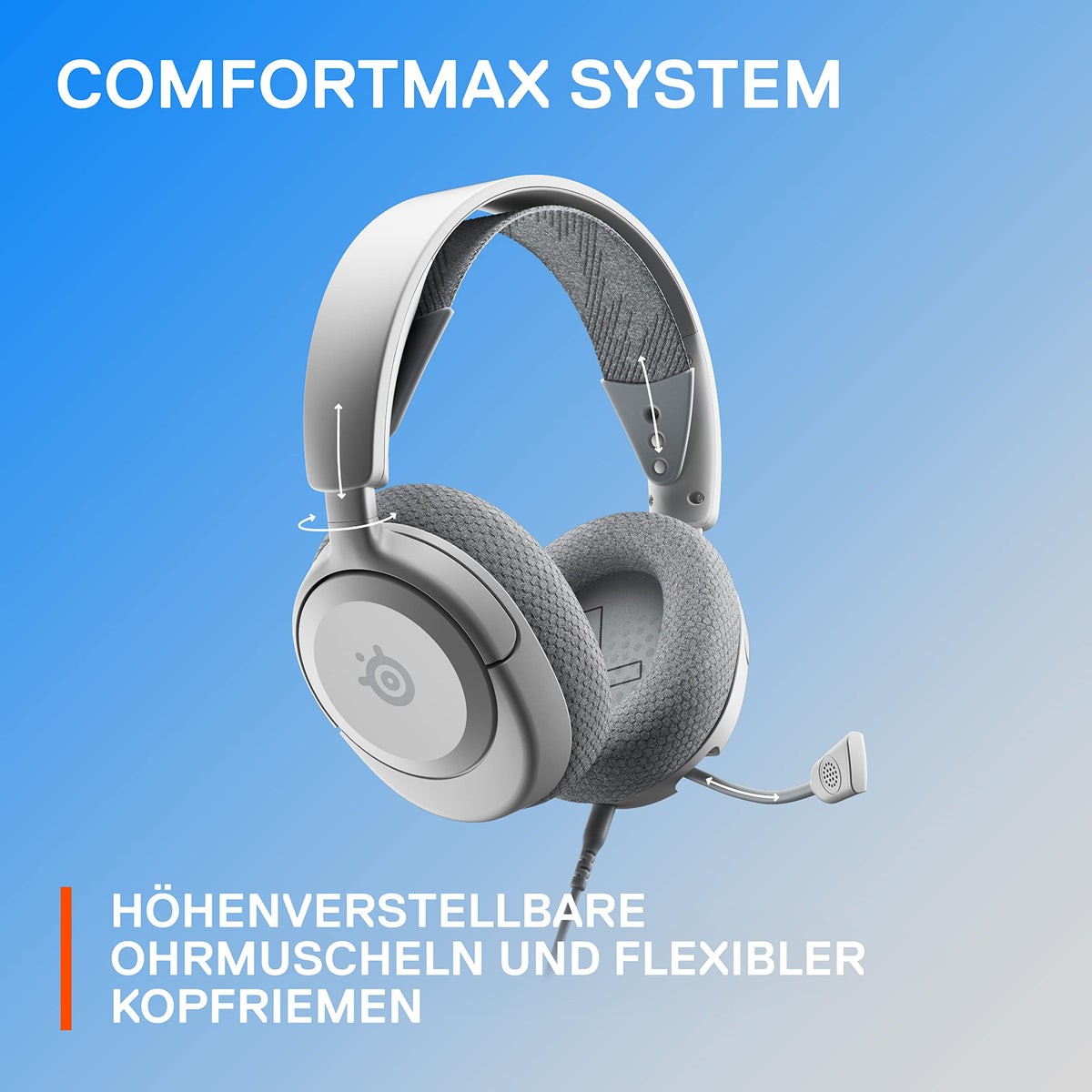 SteelSeries Arctis Nova 1P - Cască de gaming multi-sistem - Driver Hi-Fi - Sunet surround 360° - Perne pentru urechi din spumă cu memorie - Microfon cu anulare a zgomotului - PS5, PS4, PC, Xbox - Alb - 61612