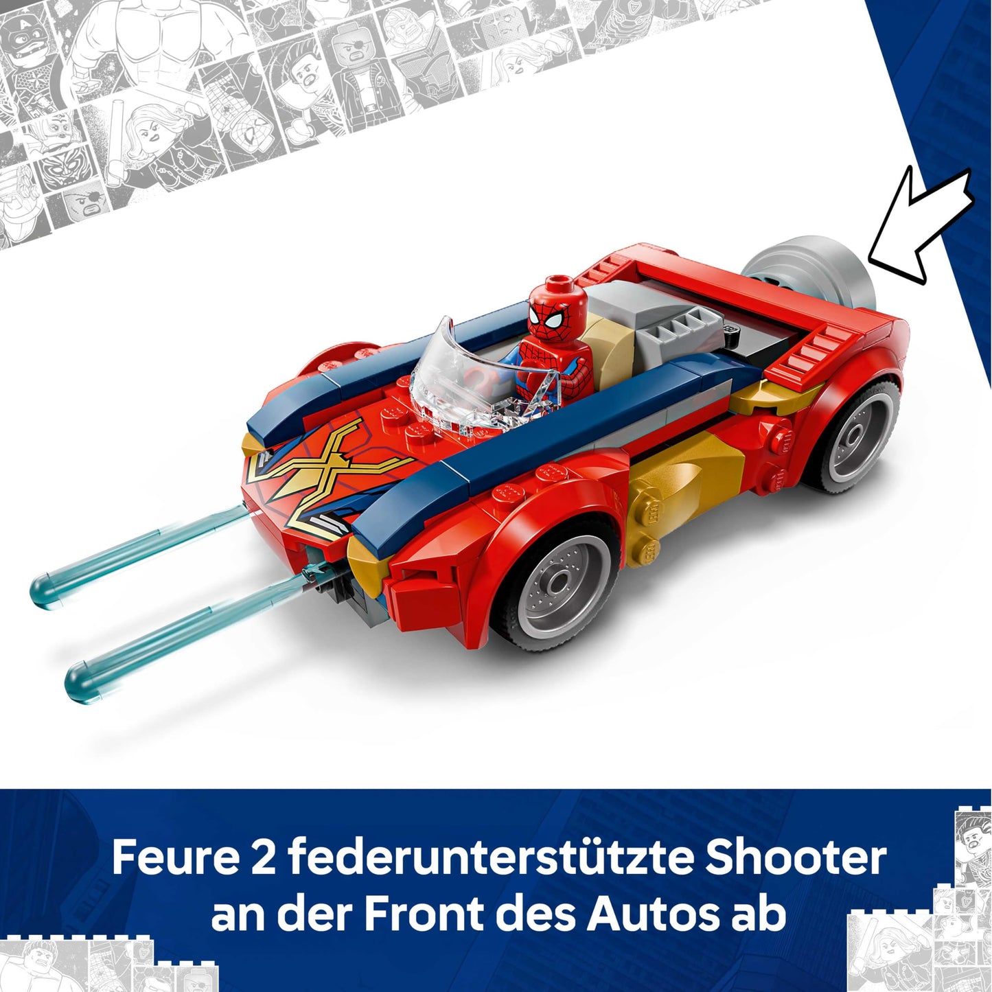 LEGO | Marvel Spider-Man Car vs. Venomized Wolverine - Superhero toy with toy car - Construction toy with 2 minifigures and 2 shooters - Gift for boys aged 7 and up - 76336