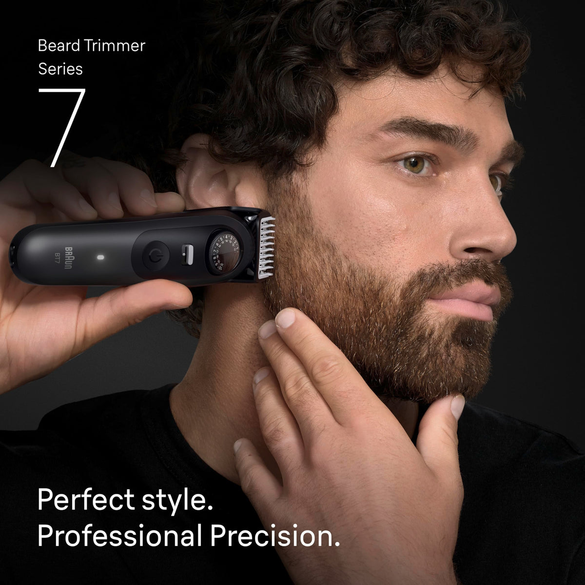 Braun Barttrimmer Series 7, Kabelloser Bartschneider Herren, BT7525, Grau