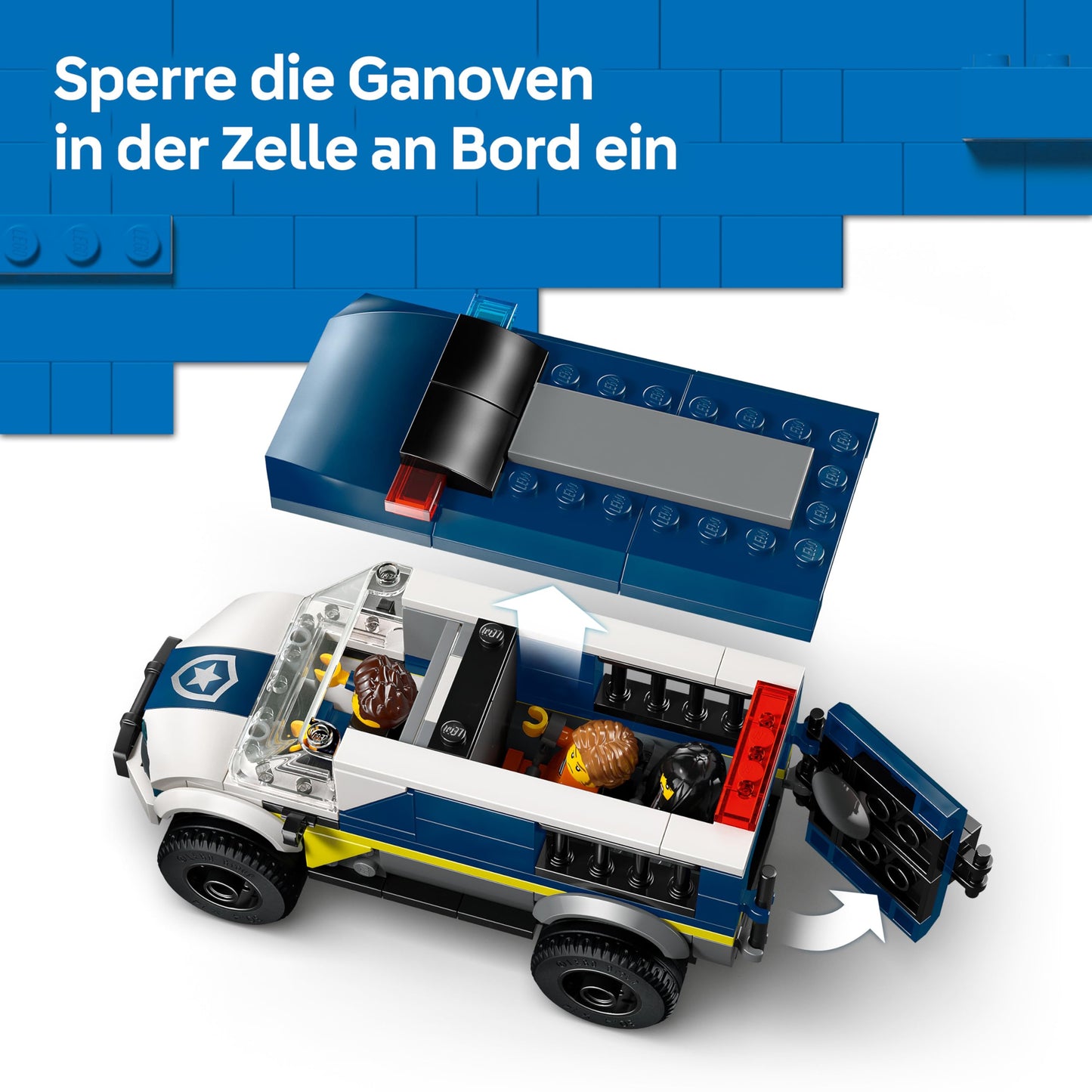 LEGO City Prison Transporter - Toy Truck Building Set with Motorcycle, 3 Minifigures and Removable Prison Door - Birthday Gift for Boys Ages 6 and Up - 60479