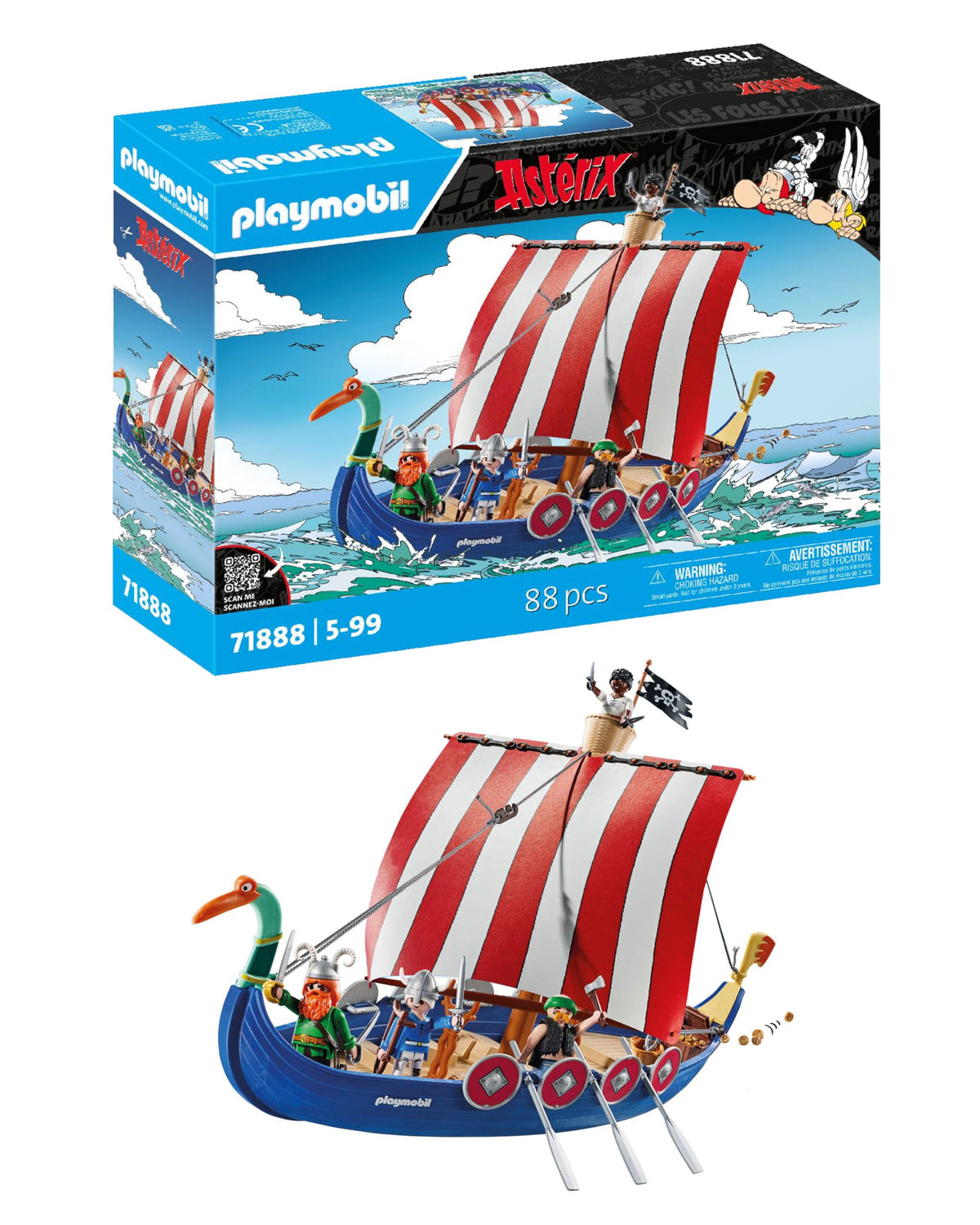 PLAYMOBIL Asterix Pirate Ship | Asterix și Obelix | Jucării de aventură pentru copii de la 5 ani în sus | 71888