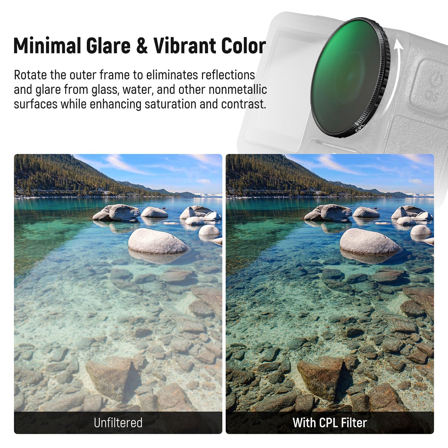 NEEWER ND filter kit compatible with DJI Osmo Action 5 Pro/4, variable ND 8-32 + CPL + black diffusion filter 1/4 for fog cinema effect, multi-coated HD action camera accessories, FL-52 - 10106165
