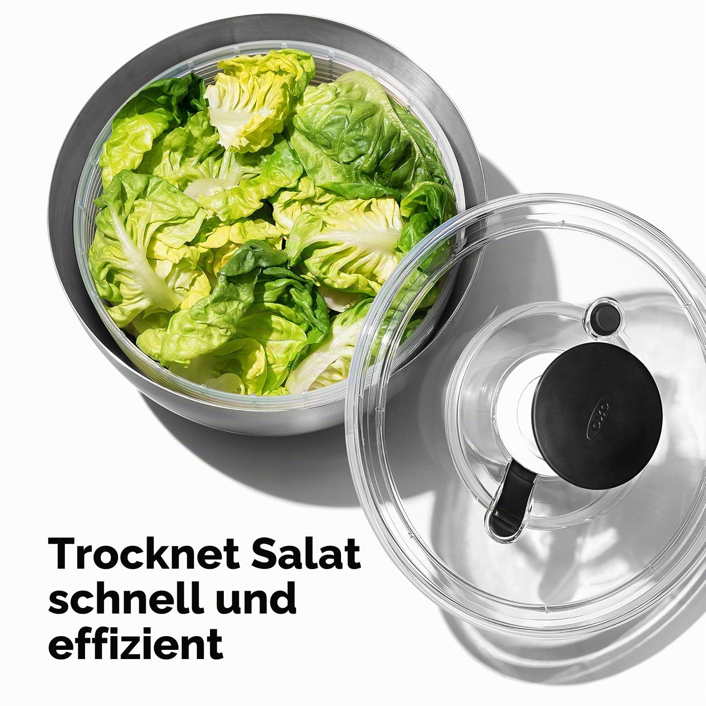 OXO Steel salad spinner made of stainless steel with lid - for washing and drying salad - 1071497