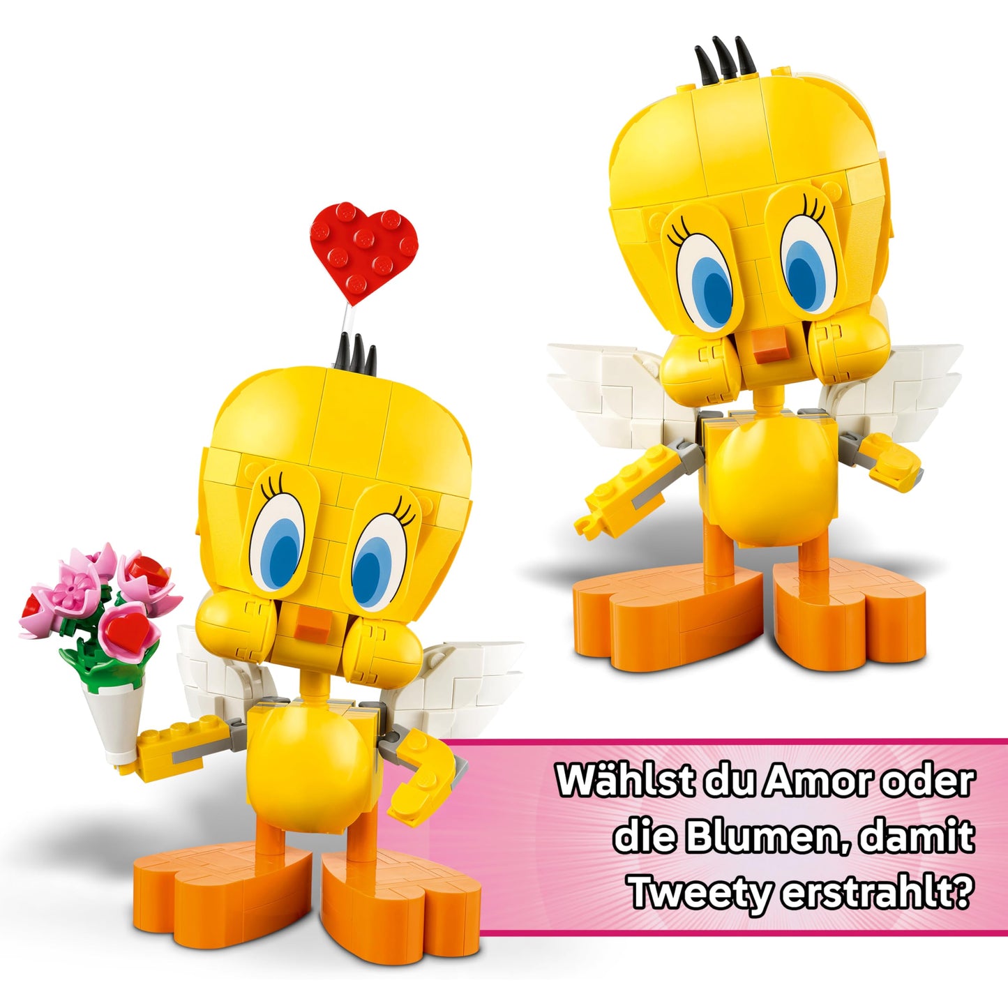 LEGO Sweetheart Tweety Bird Toy - Play & Display Looney Tunes Model with Accessories incl. a Flower Bouquet, Heart, Cupid's Bow & a Cloud Stand - Gift for 12+ Year Old Girls & Teens - 40824